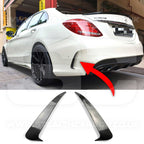 Mercedes C43 C63 Saloon Carbon Fibre Style Rear Bumper Side Vent Trims W205 AMG