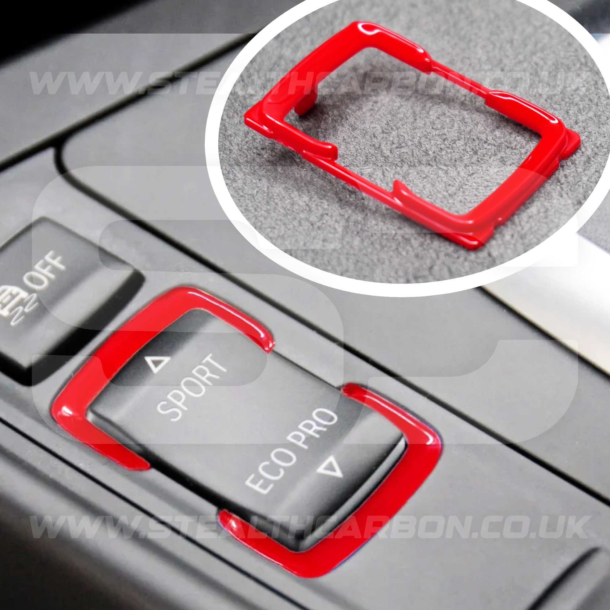 BMW Red Sport Eco Pro Centre Button Trim F20 F21 F22 F30 F32 F33 F36 i3 i3S