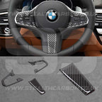 Carbon Fibre Style Steering Wheel Trims for BMW 5 Series G30 G31 G01 G38 X3