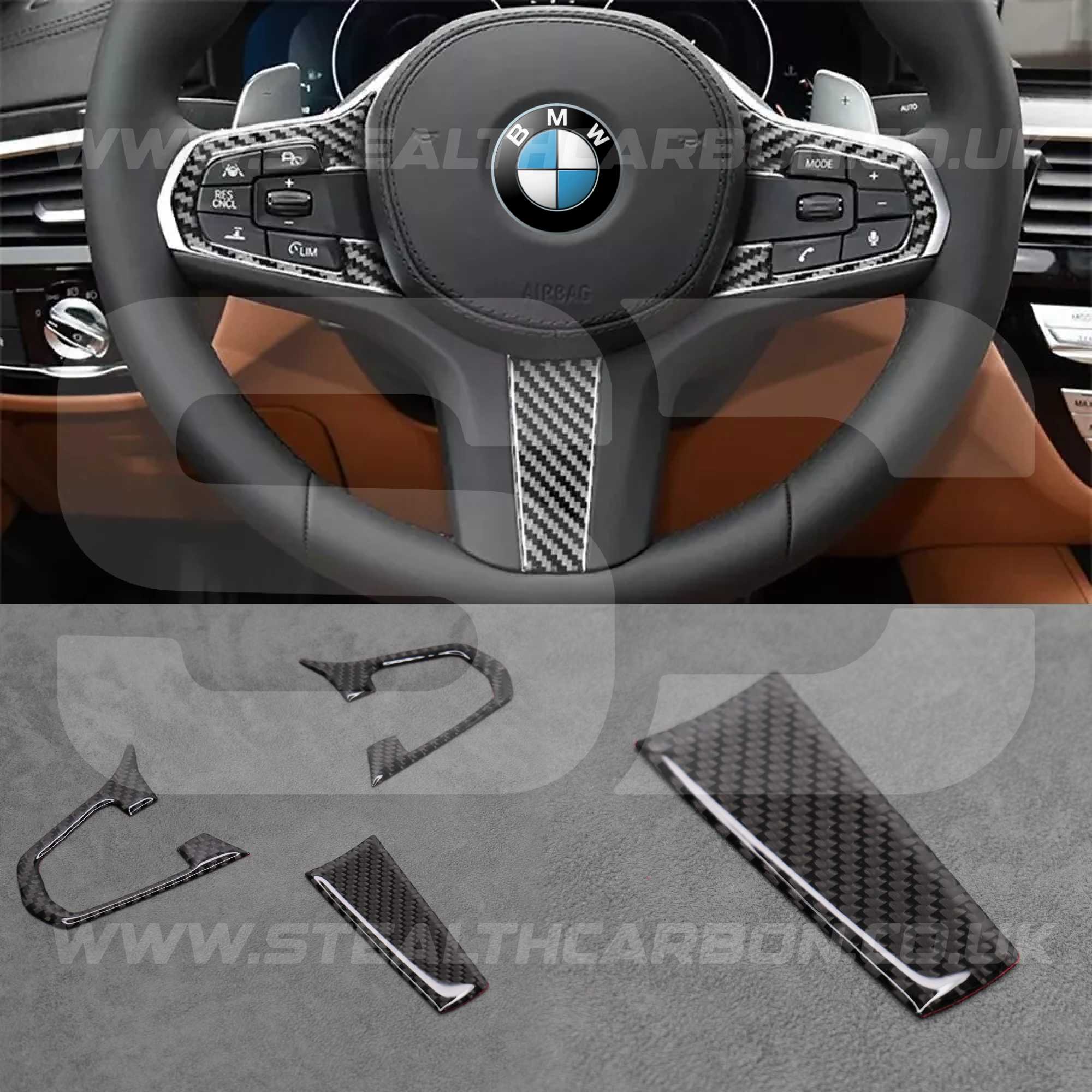Carbon Fibre Style Steering Wheel Trims for BMW 5 Series G30 G31 G01 G38 X3