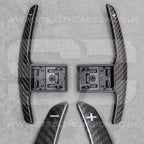 Carbon Fibre / White Gear Paddle Shifters BMW F80 M3 F82 F83 M4 F87 M2 F30