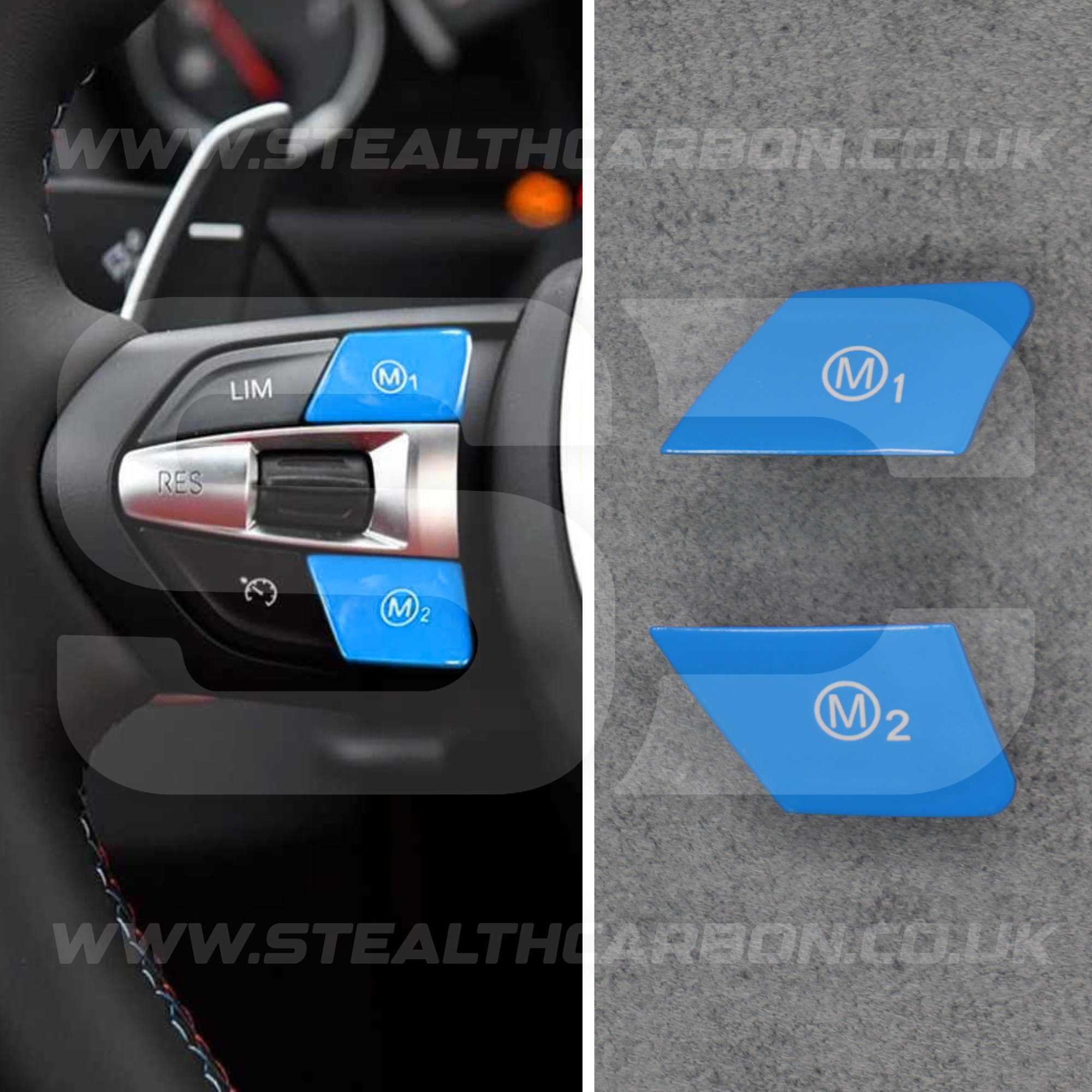 BMW Blue M1 & M2 Buttons Set M2 M3 M4 M5 M6 X5M X6M F80 F82 F83 F85 F87