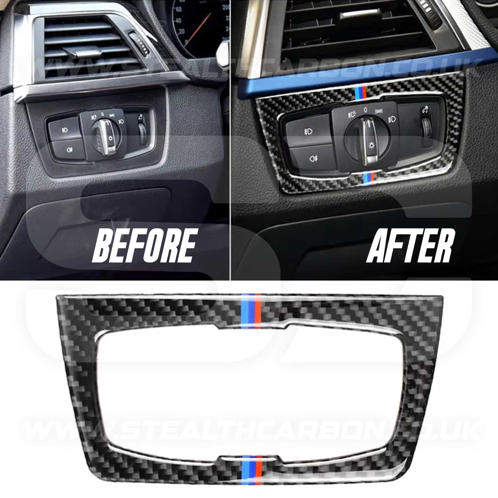 BMW Carbon Fibre M Stripe Headlight Switch Trim F30 F34 F80 M3 F82 M4 M5 F87 M2