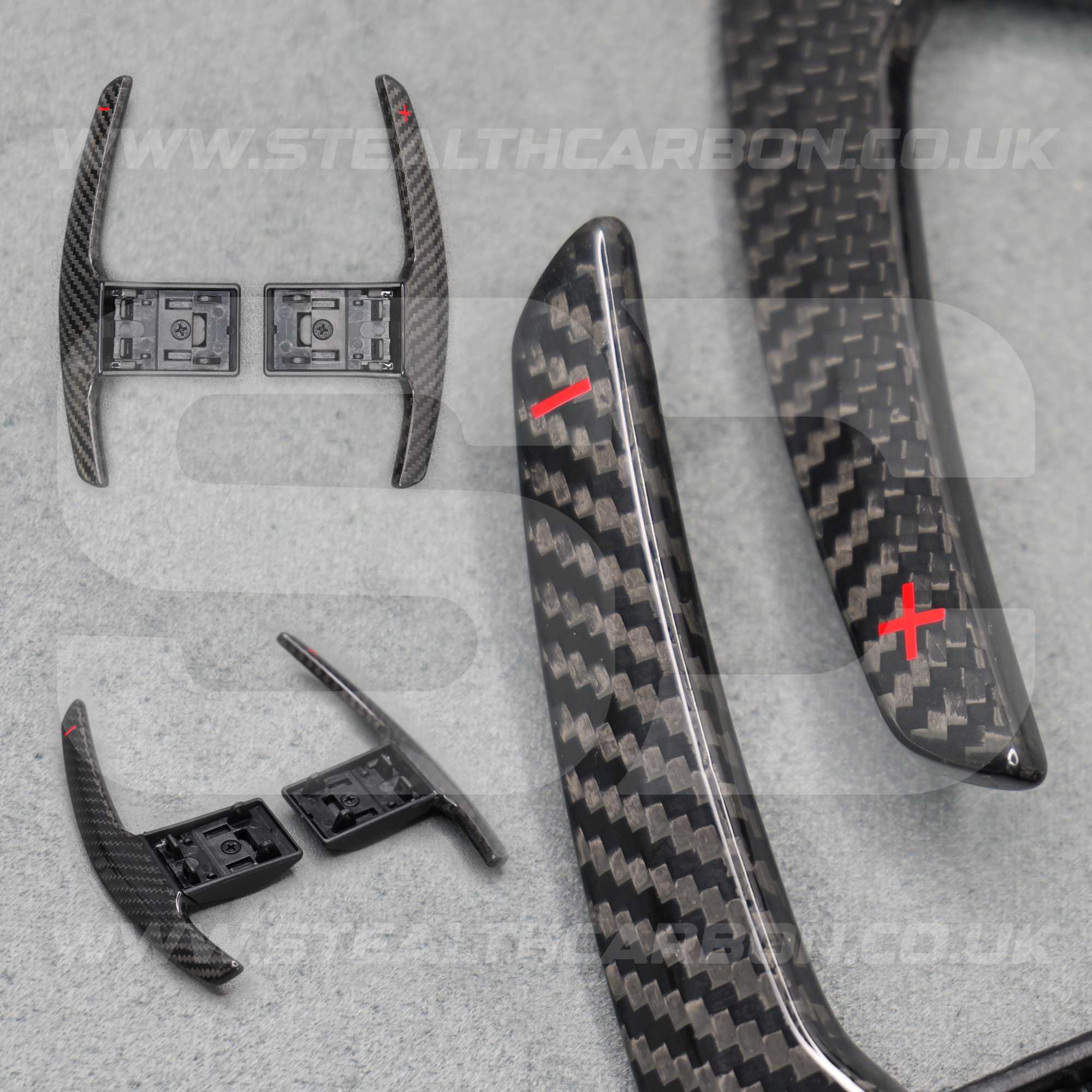 Carbon Fibre / Red Gear Paddle Shifters for BMW F80 M3 F82 F83 M4 F87 M2 F30