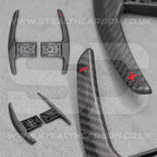 Satin Carbon Fibre / Red Gear Paddle Shifters BMW F80 M3 F82 F83 M4 F87 M2