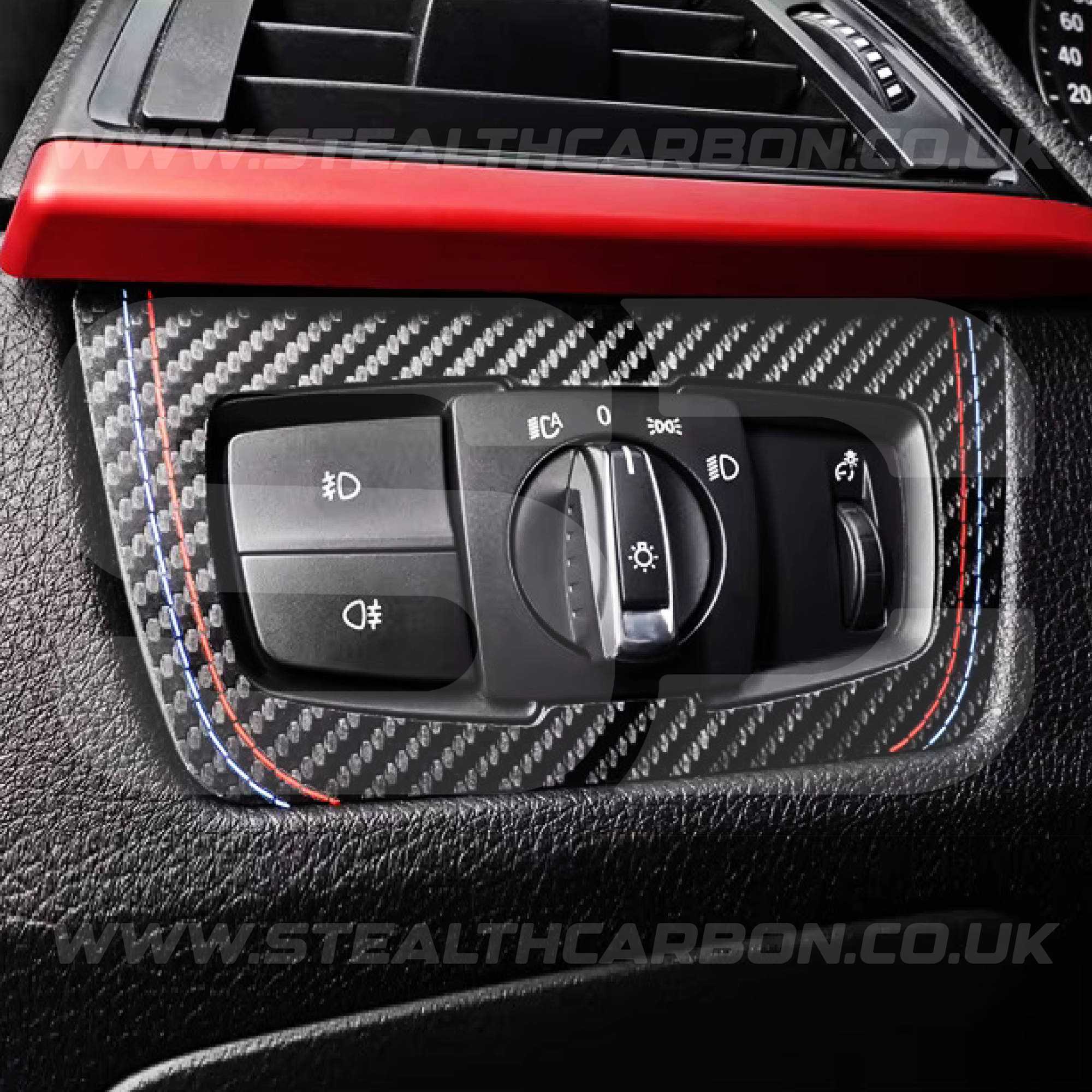 BMW Carbon Fibre Style Headlight Switch Trim F30 F34 F80 M3 F82 M4 M5 F87 M2
