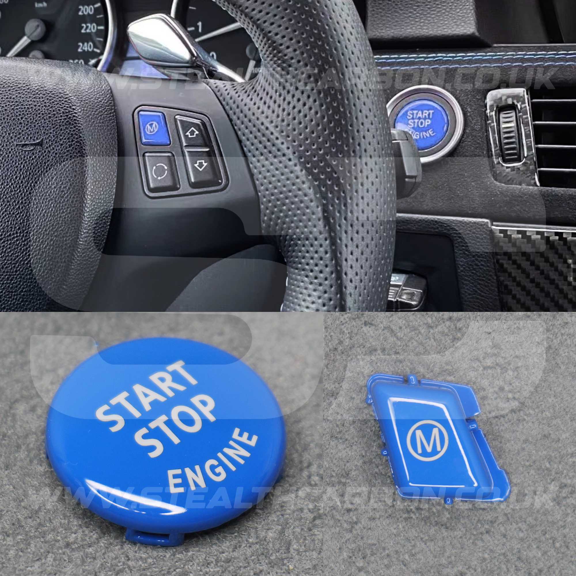BMW Blue M Mode & Start Button Set for Steering Wheel E90 E92 E93 M3 4.0 V8