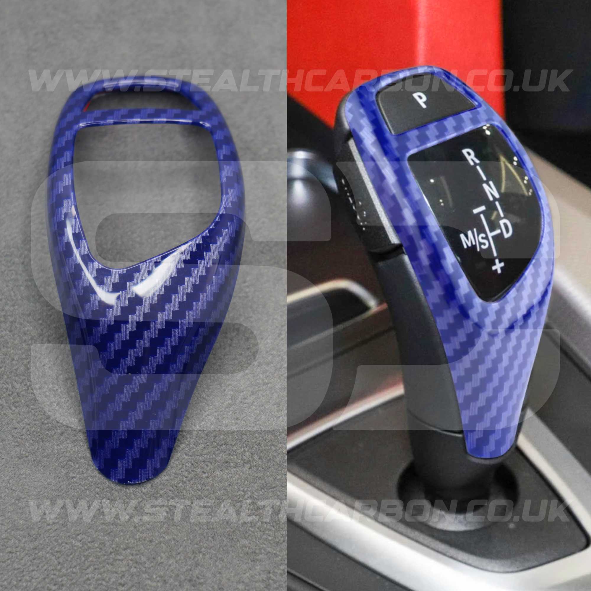 BMW Blue Carbon Fibre Style Gear Shift Knob Cover Trim F30 F20 F10 F15 F25 X5 X3