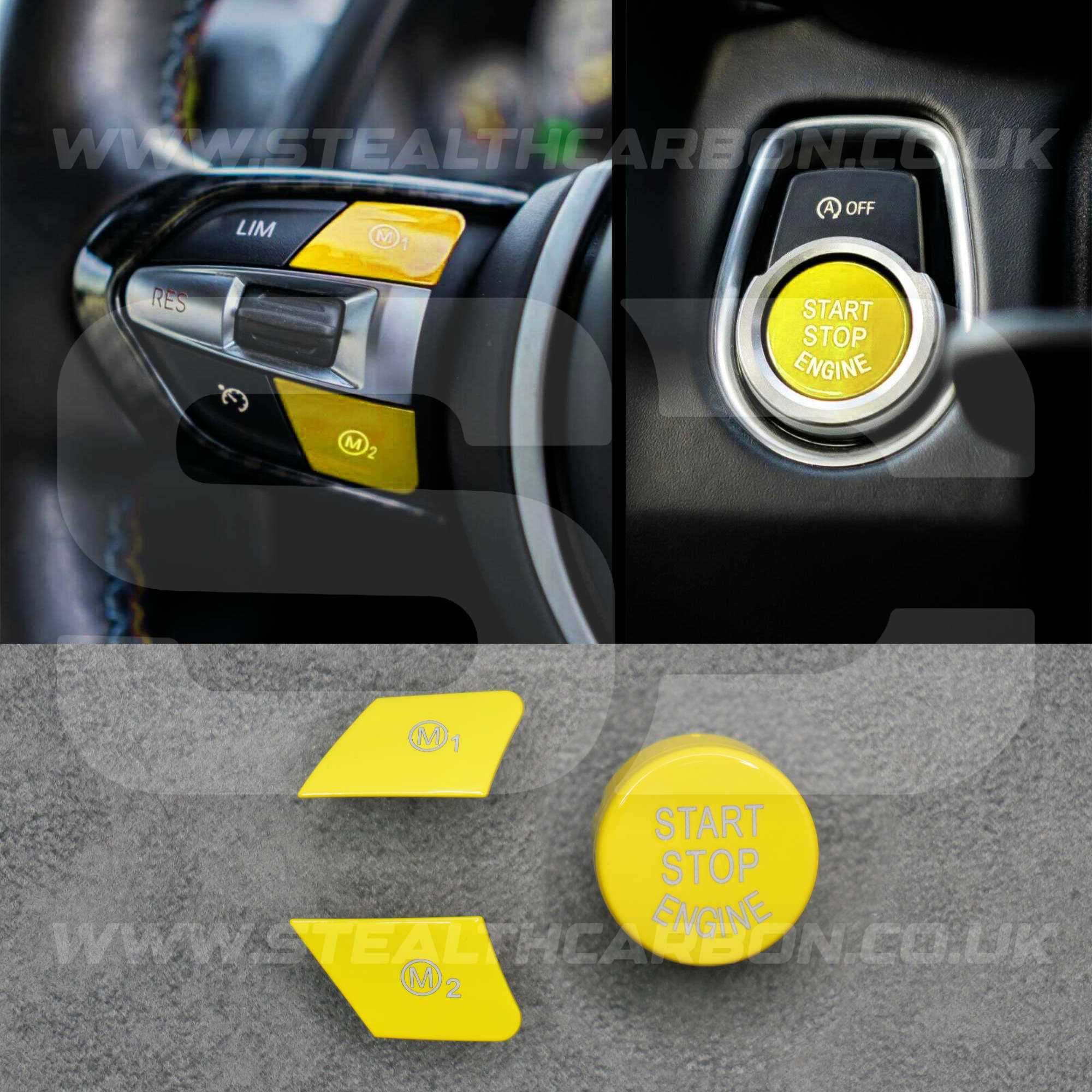 Yellow M1 M2 & Start Buttons Set BMW M2 M3 M4 M5 M6 X5M F80 F82 F83 F85 F87