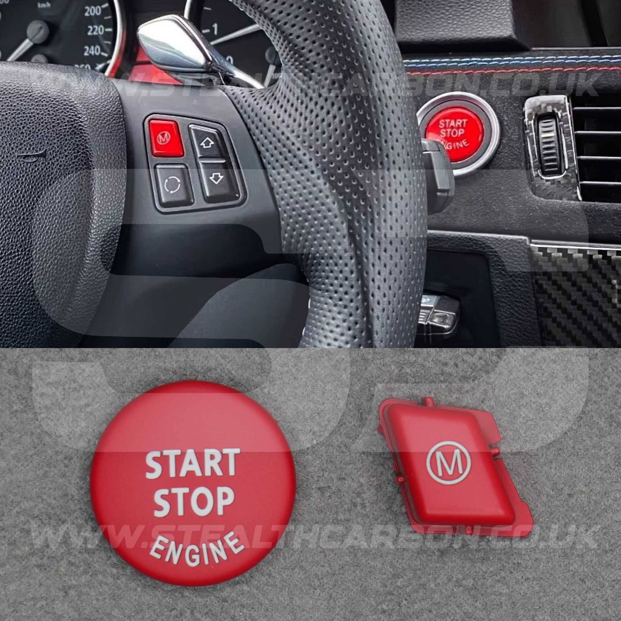 BMW Matte Red M Mode & Start Stop Button Set for E90 E92 E93 M3 4.0 V8