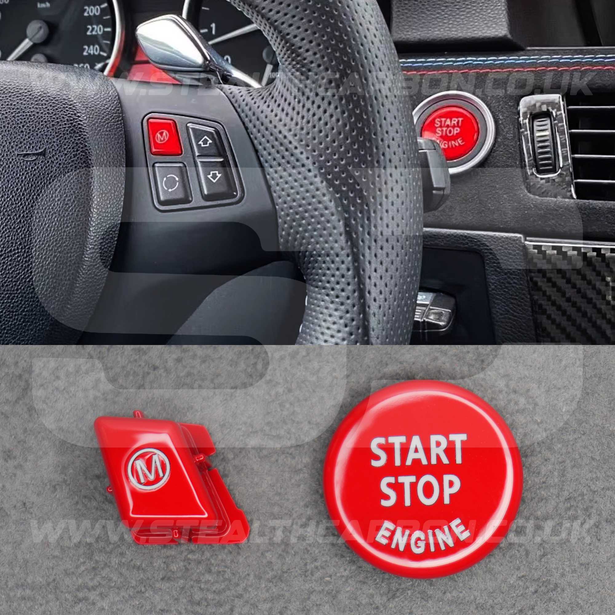 BMW Red M Mode & Start Button Set for Steering Wheel E90 E92 E93 M3 4.0 V8