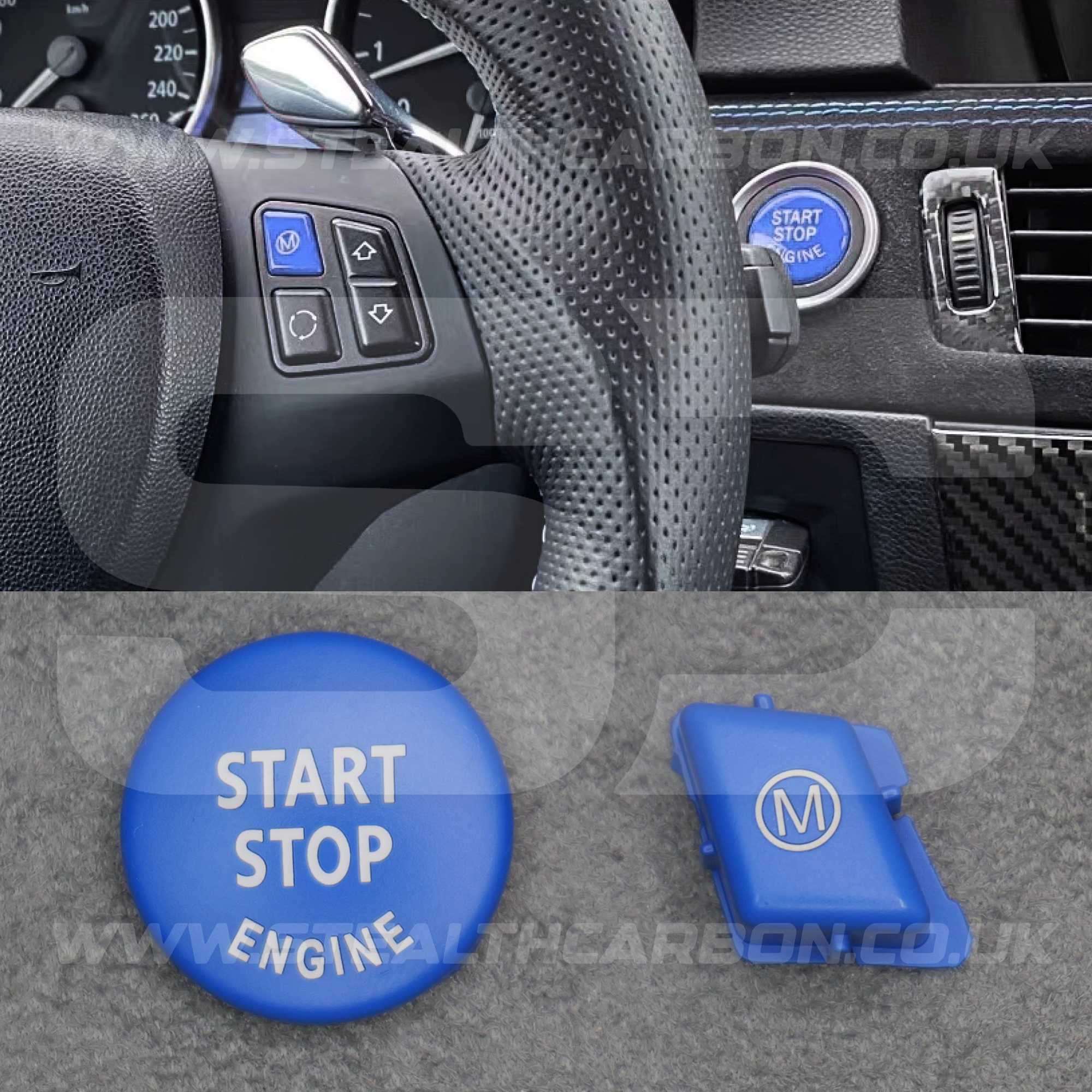 BMW Matte Blue M Mode & Start Stop Button Set for E90 E92 E93 M3 4.0 V8