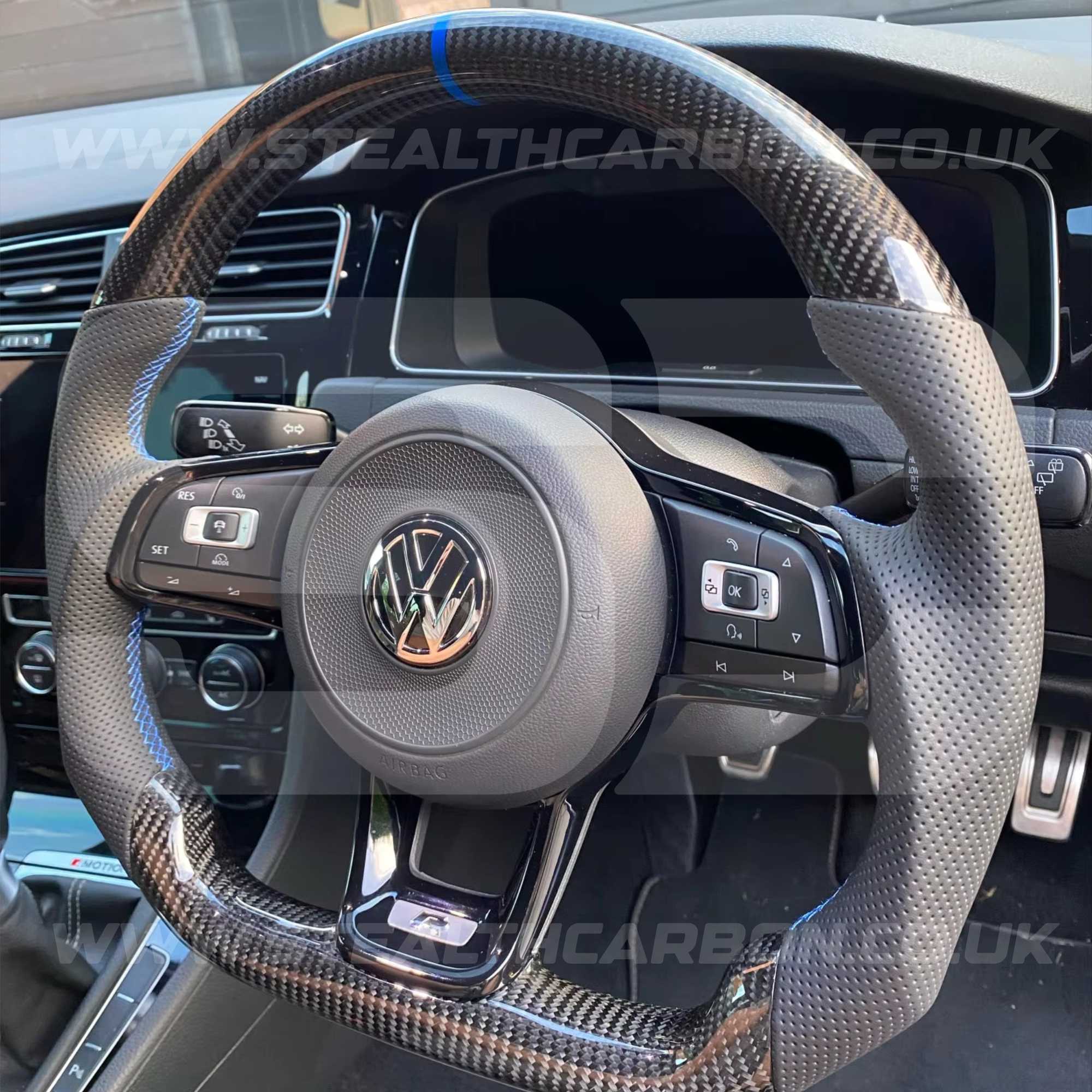 Volkswagen Carbon Fibre Steering Wheel VW Golf MK7 MK7.5 R R-Line GTI GTE GTD +