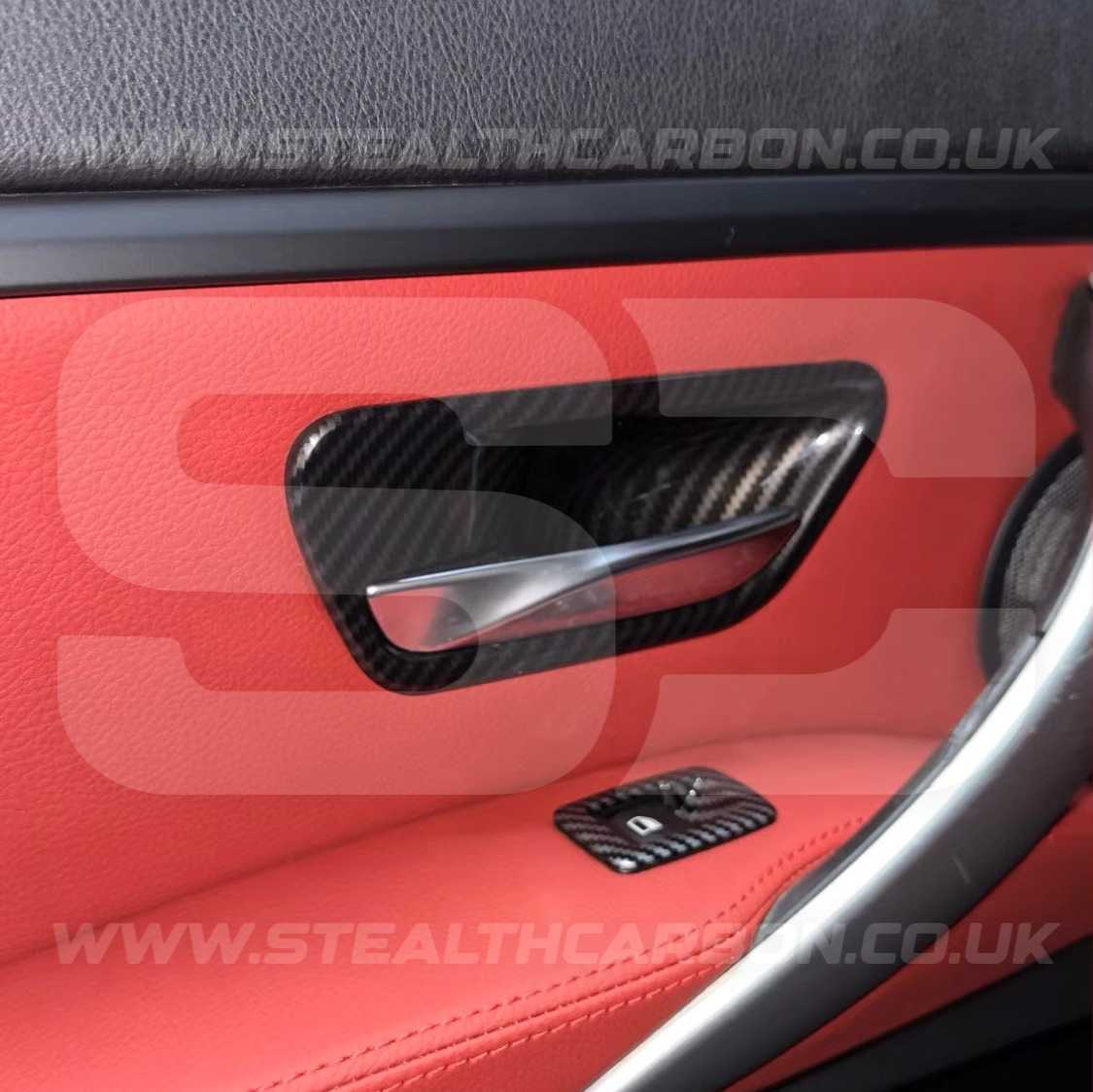 Carbon Fibre Style Interior Door Handle Trims BMW F80 M3 F82 M4 F83 F30 F32 3 4