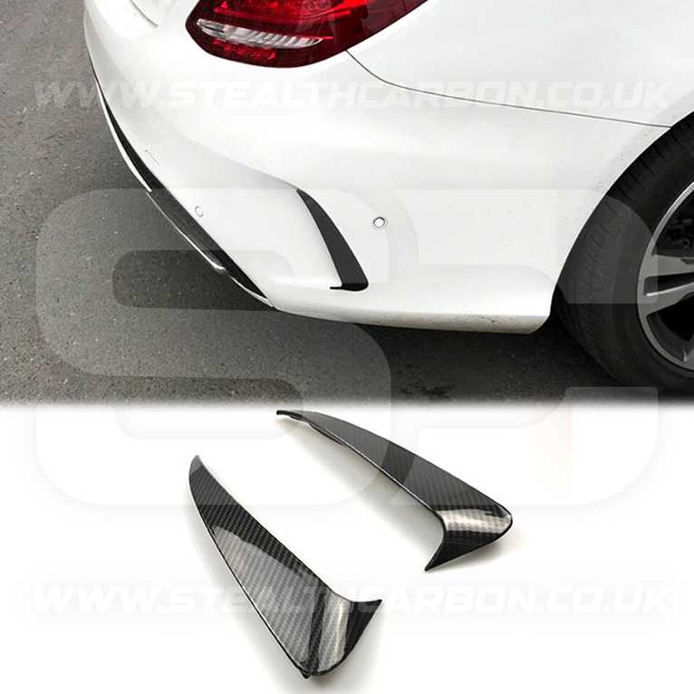 Mercedes C43 C63 Saloon Carbon Fibre Style Rear Bumper Side Vent Trims W205 AMG