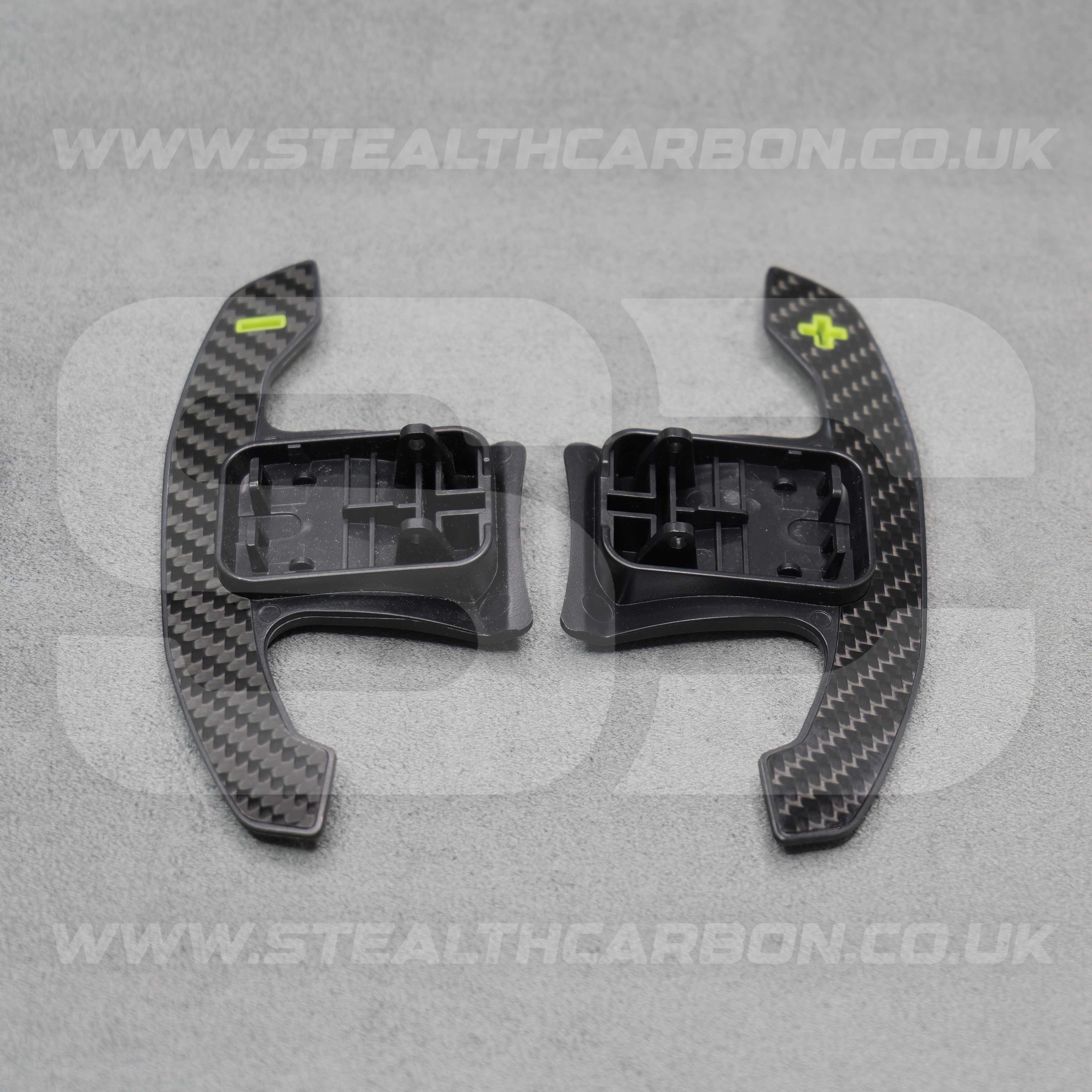 BMW Carbon Fibre / Yellow Gear Paddles Shifters F80 M3 F82 F83 M4 F87 M2 F30 G20