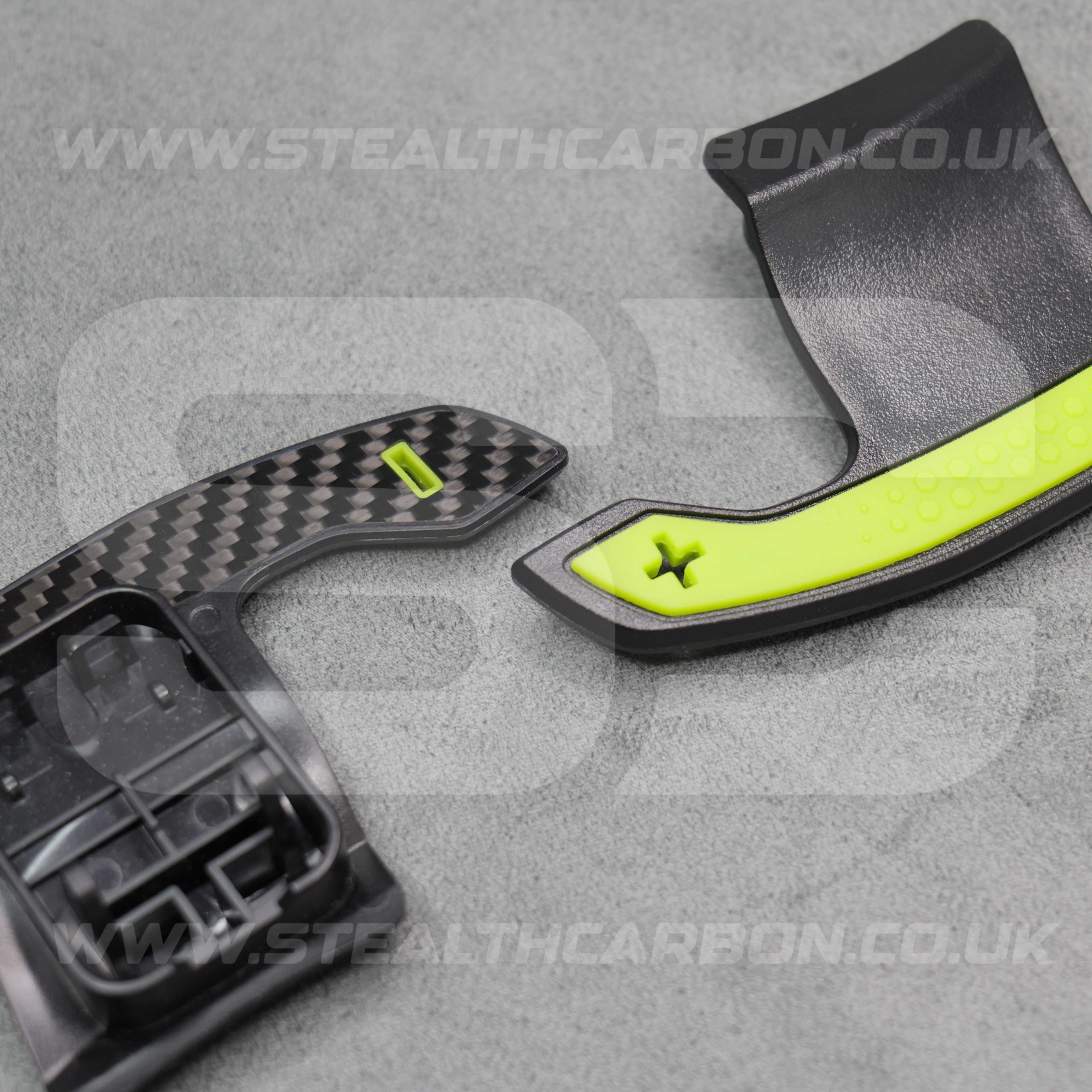 Toyota GR Supra Real Carbon Fibre & Yellow Gear Shifter Paddles A90/A91