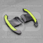 Toyota GR Supra Real Carbon Fibre & Yellow Gear Shifter Paddles A90/A91