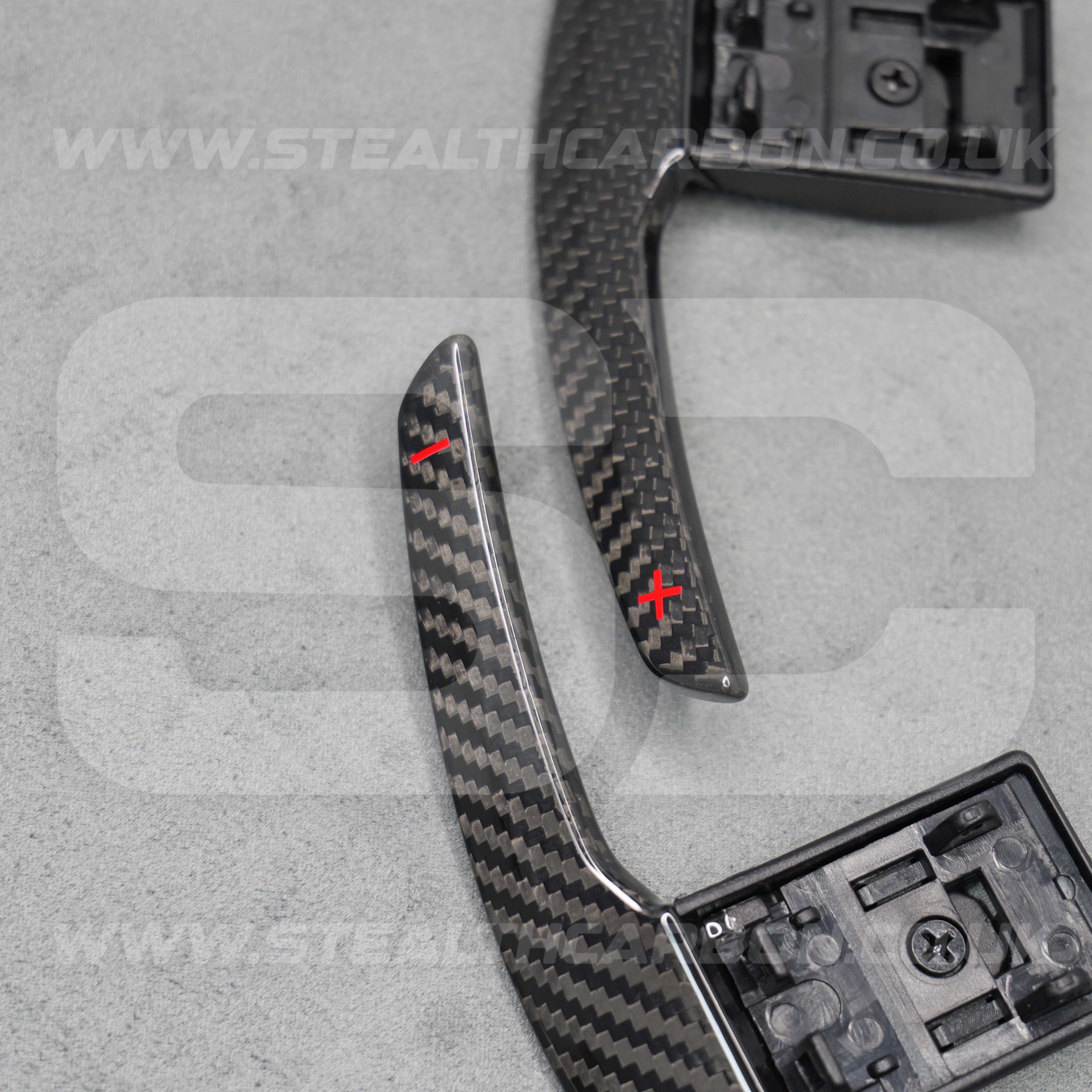 Carbon Fibre / Red Gear Paddle Shifters for BMW F80 M3 F82 F83 M4 F87 M2 F30