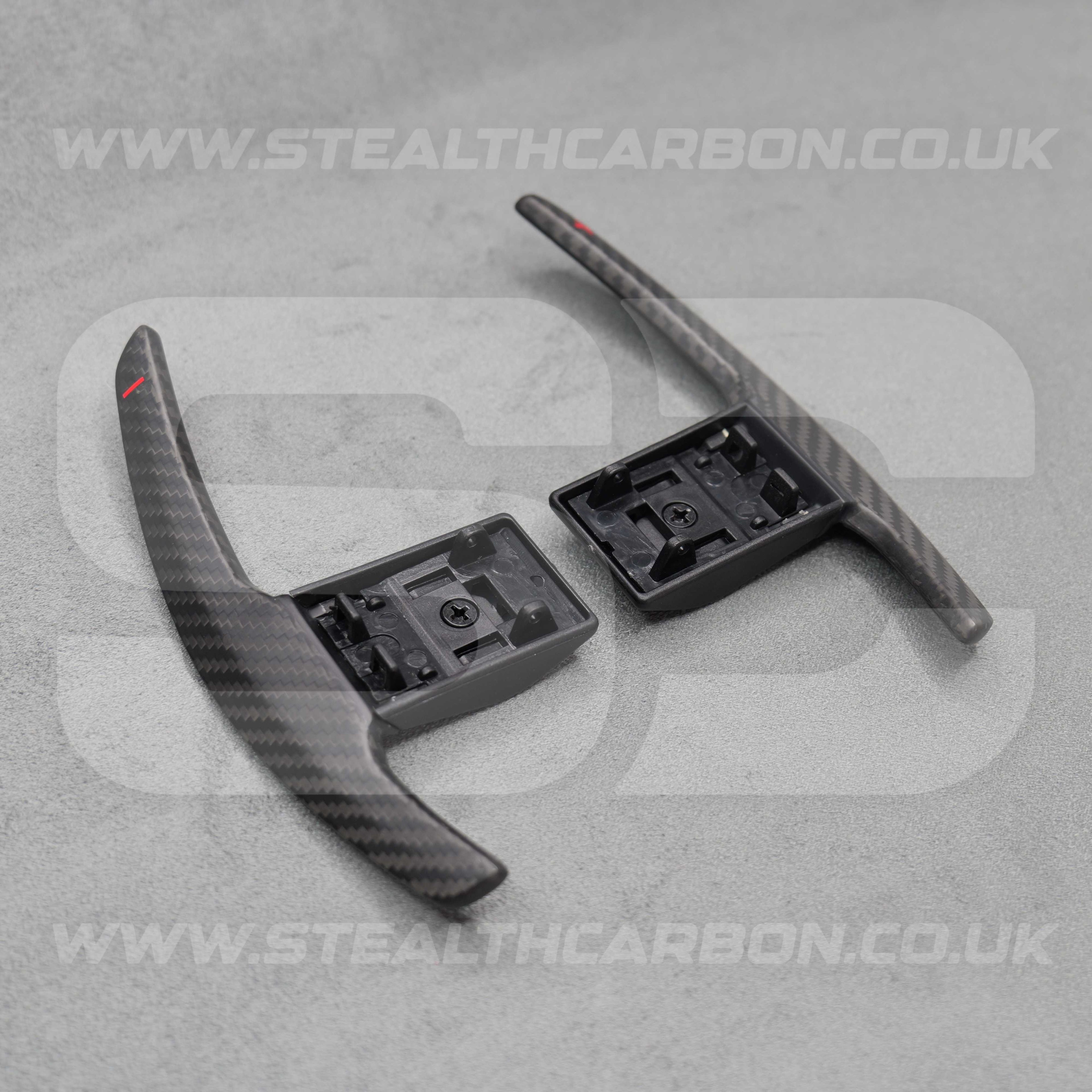 Satin Carbon Fibre / Red Gear Paddle Shifters BMW F80 M3 F82 F83 M4 F87 M2