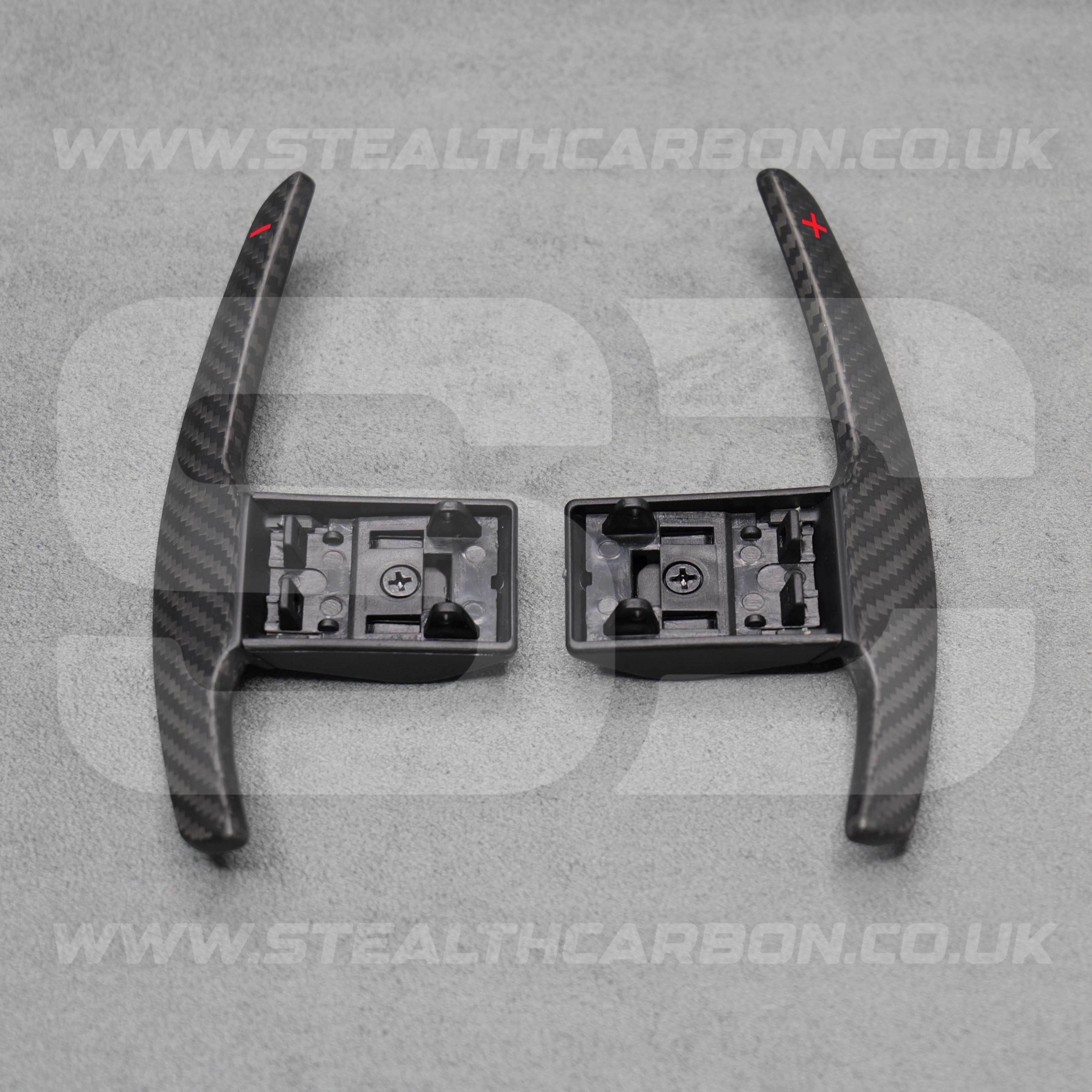 Satin Carbon Fibre / Red Gear Paddle Shifters BMW F80 M3 F82 F83 M4 F87 M2