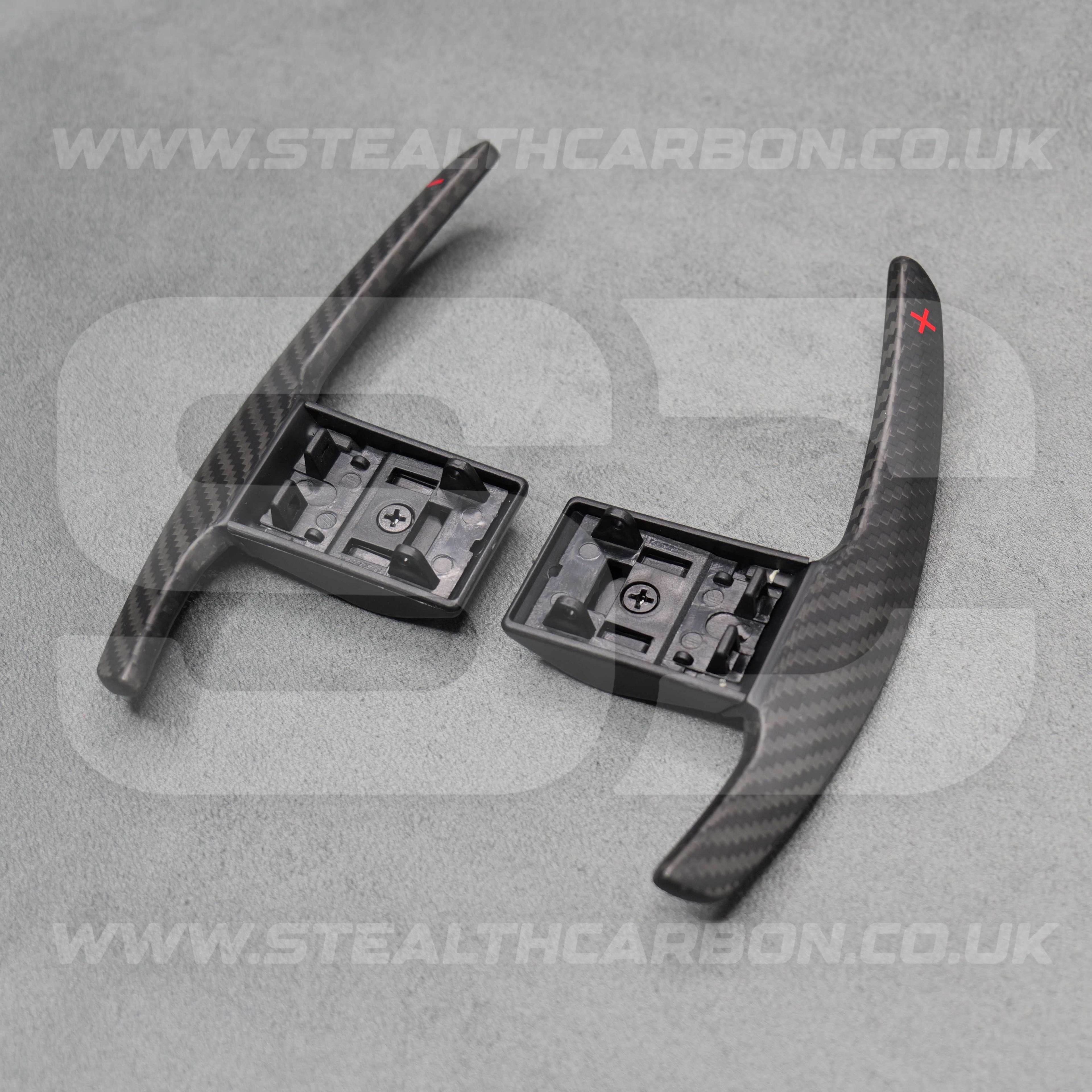 Satin Carbon Fibre / Red Gear Paddle Shifters BMW F80 M3 F82 F83 M4 F87 M2