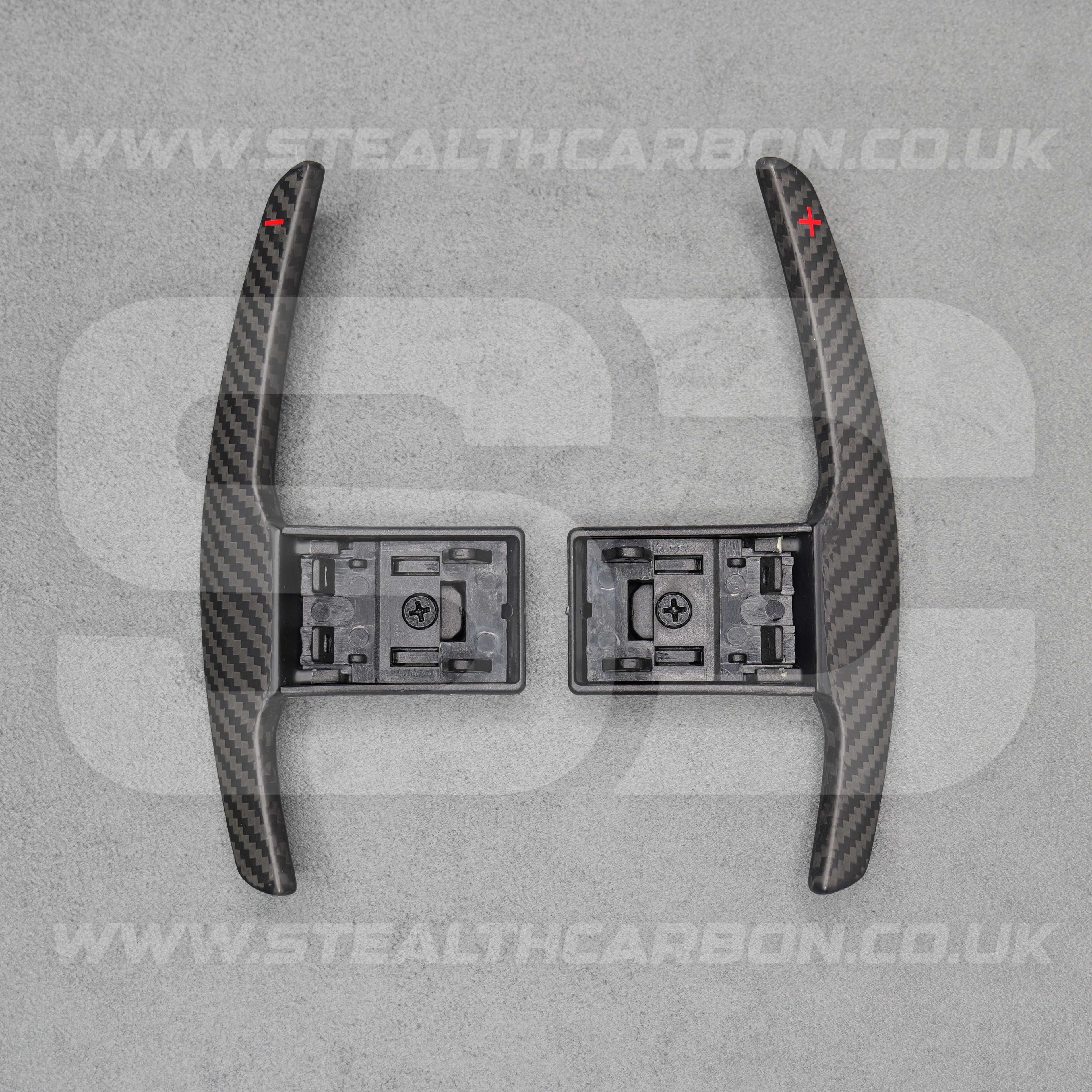Satin Carbon Fibre / Red Gear Paddle Shifters BMW F80 M3 F82 F83 M4 F87 M2