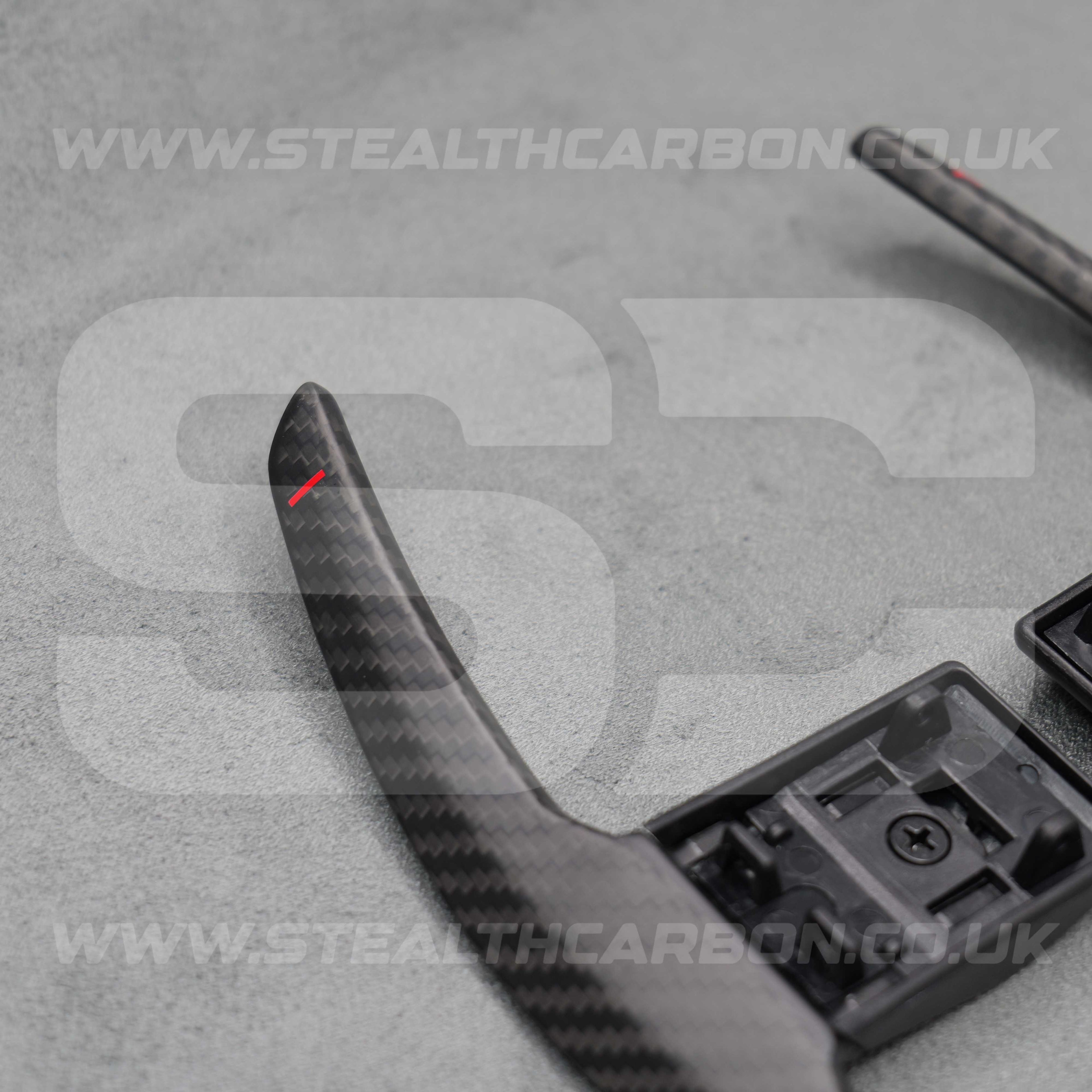 Satin Carbon Fibre / Red Gear Paddle Shifters BMW F80 M3 F82 F83 M4 F87 M2