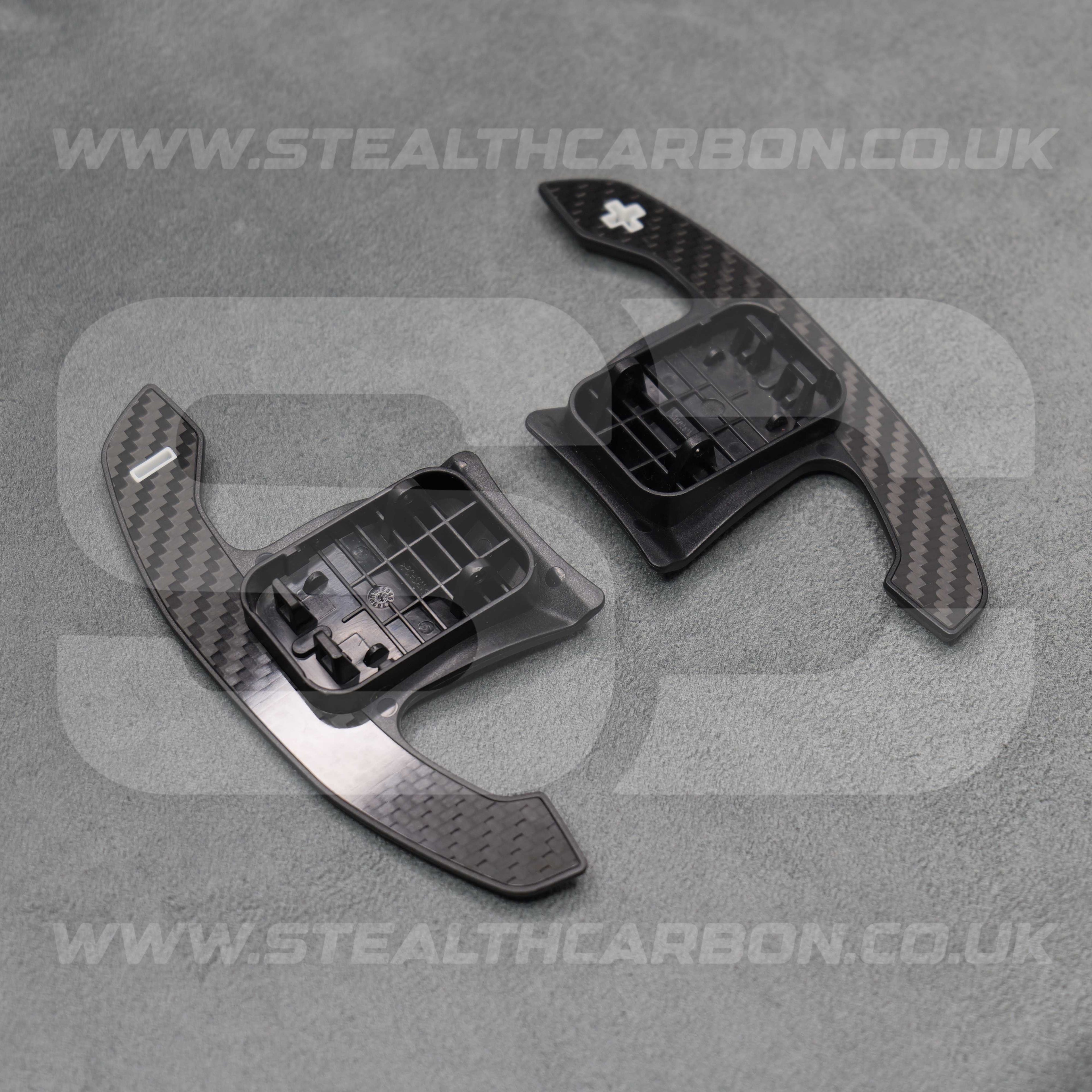BMW Carbon Fibre / White Gear Shifter Paddles F80 M3 F82 F83 M4 F87 M2 F30 G80