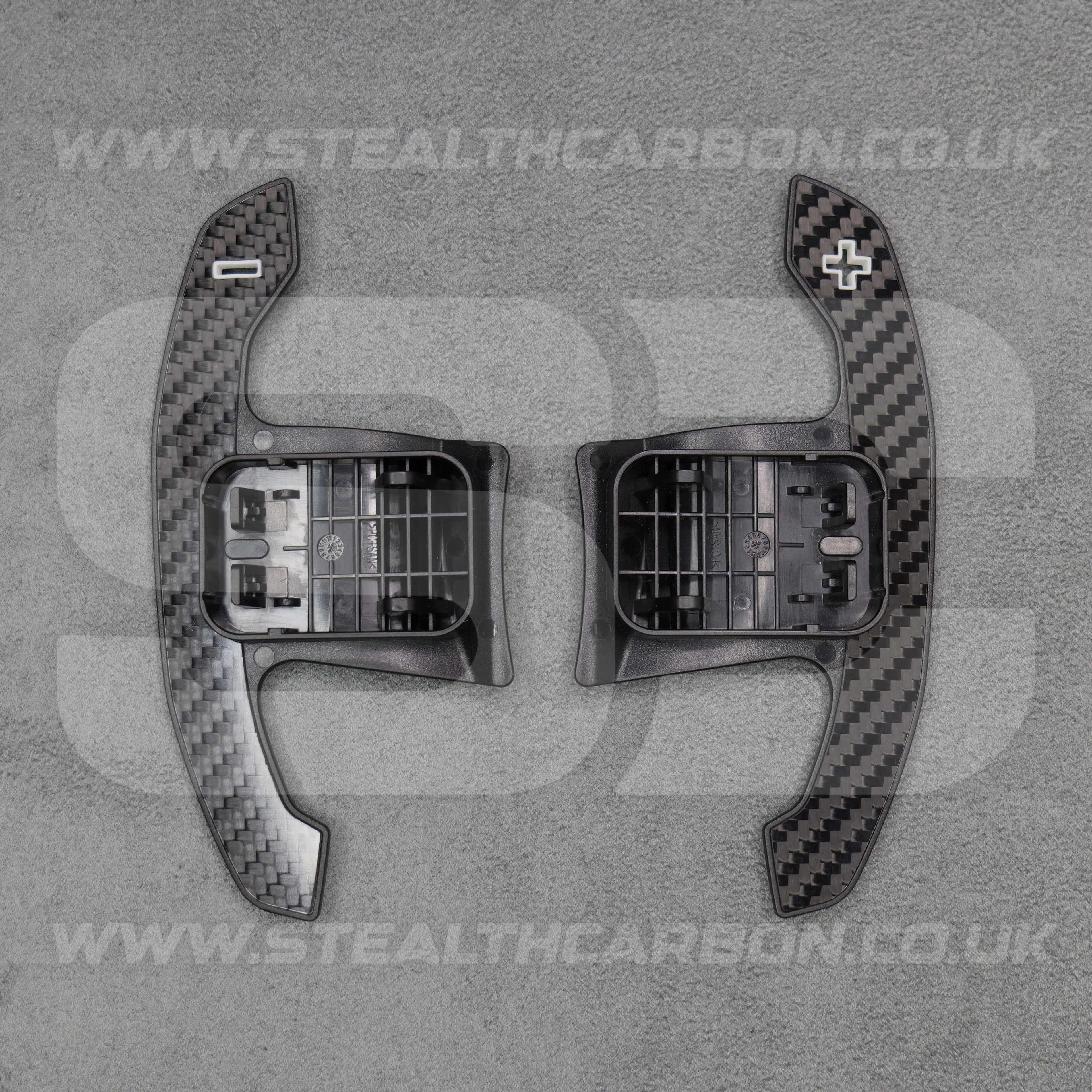 BMW Carbon Fibre / White Gear Shifter Paddles F80 M3 F82 F83 M4 F87 M2 F30 G80