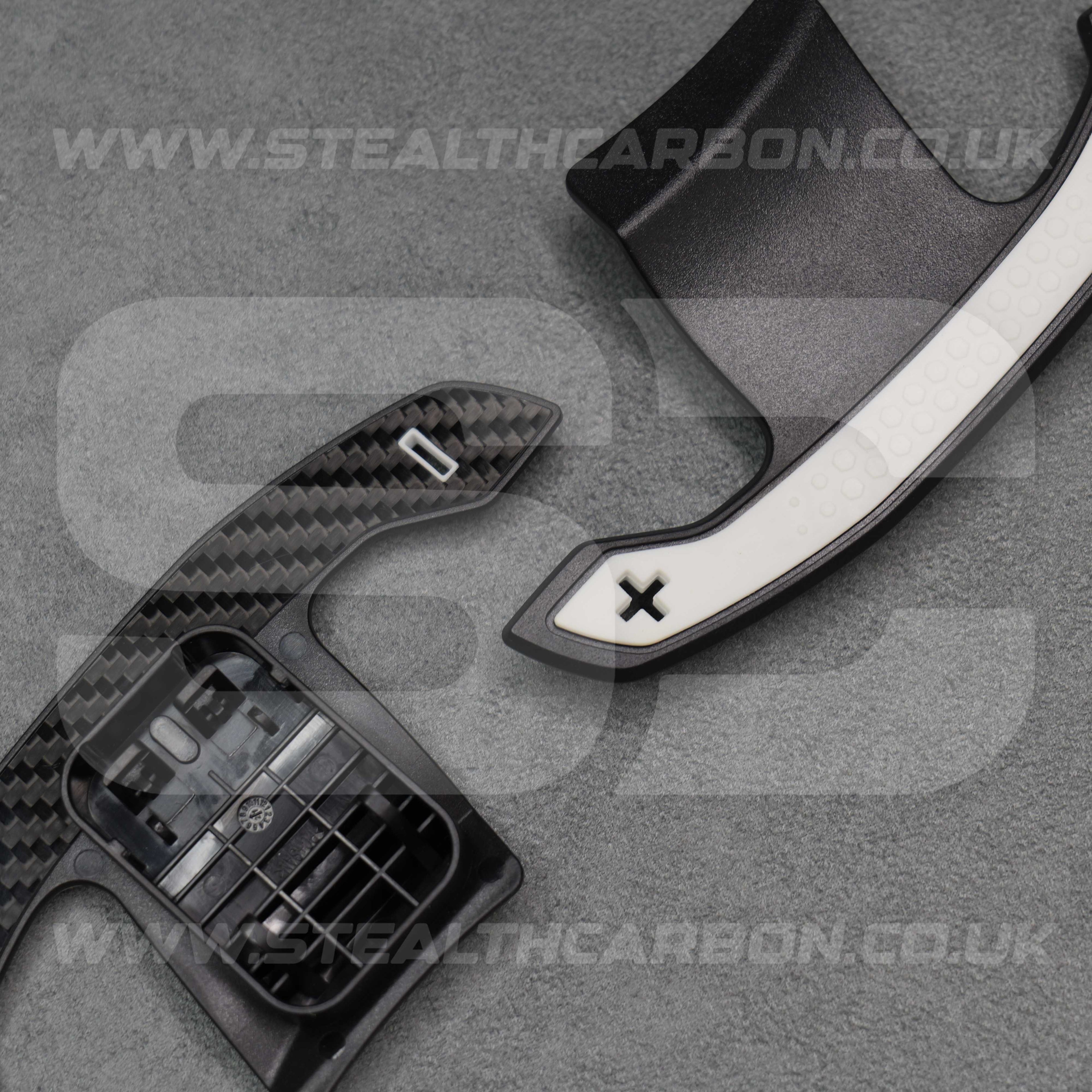 Toyota GR Supra Carbon Fibre & White Gear Shifter Paddles J29/DB A90/A9 2019+