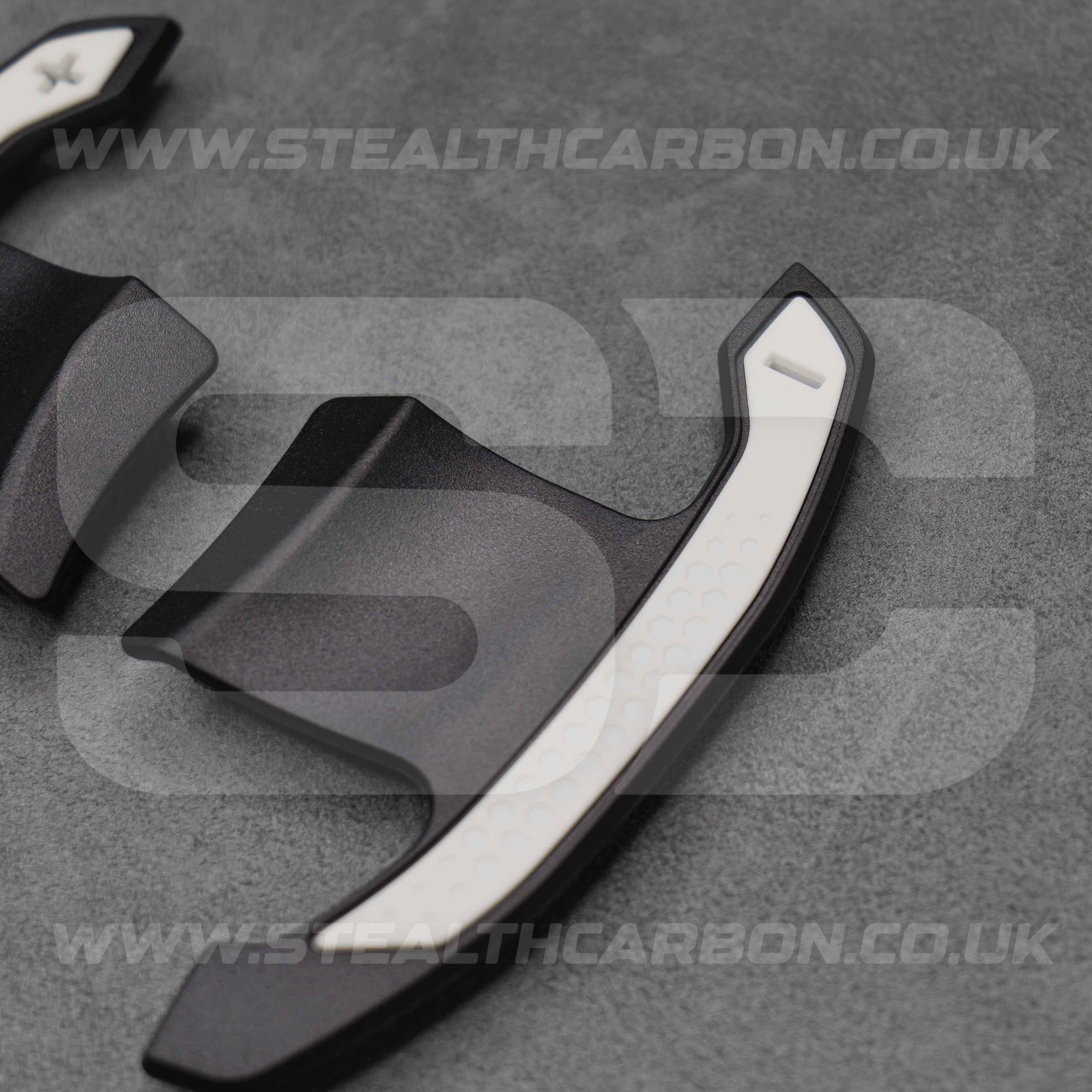 BMW Carbon Fibre / White Gear Shifter Paddles F80 M3 F82 F83 M4 F87 M2 F30 G80