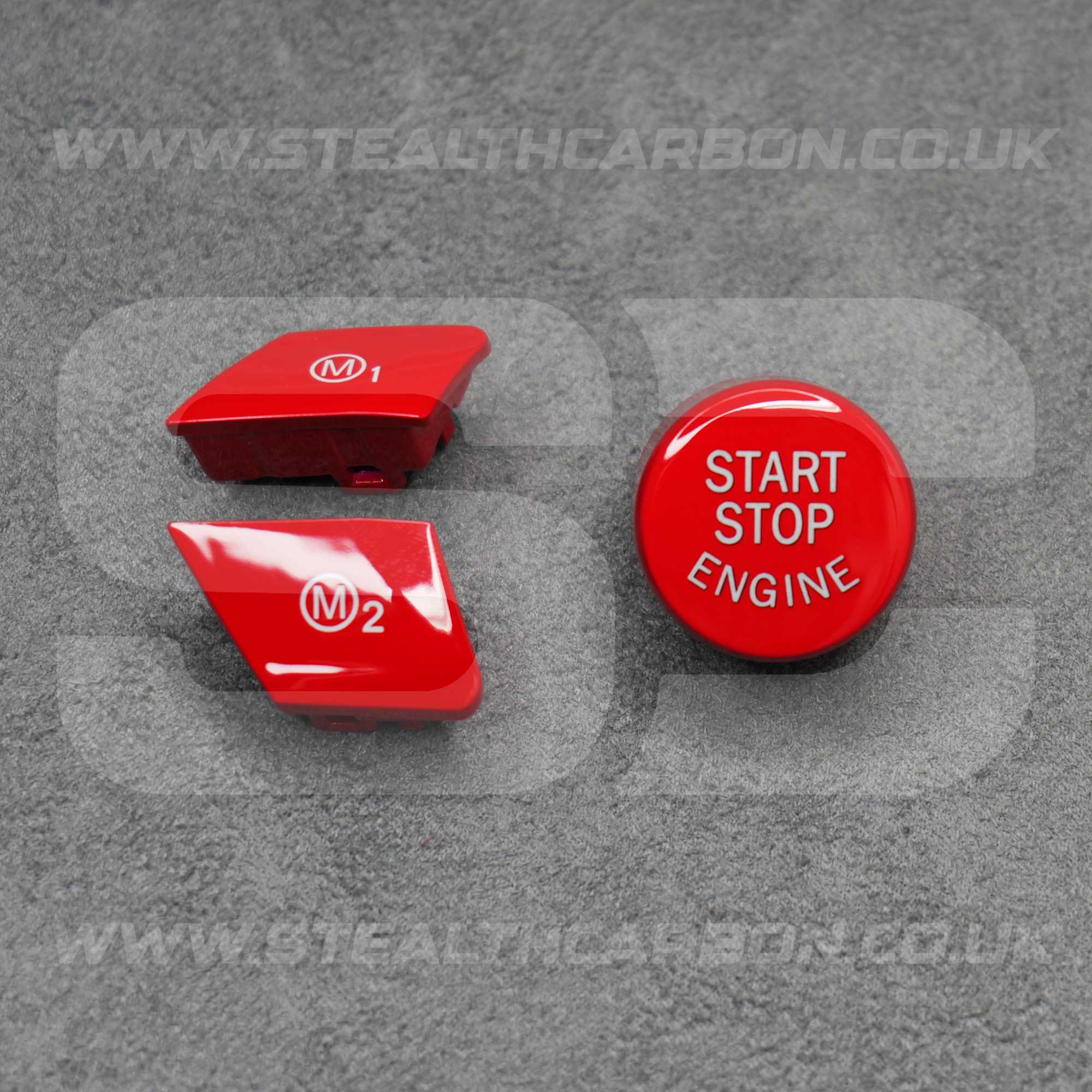 Red M1 M2 & Start Engine Buttons Set for BMW M2 M3 M4 M5 M6 X5M X6M F80 F82 F87