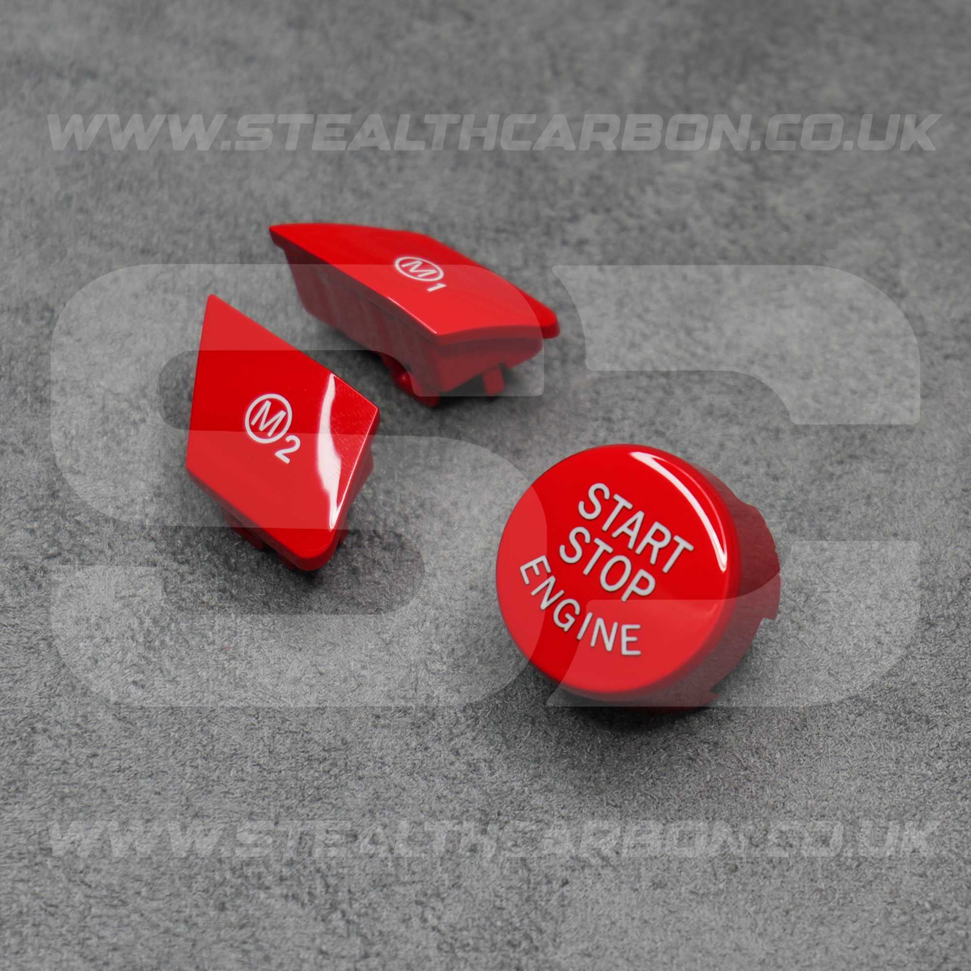 Red M1 M2 & Start Engine Buttons Set for BMW M2 M3 M4 M5 M6 X5M X6M F80 F82 F87