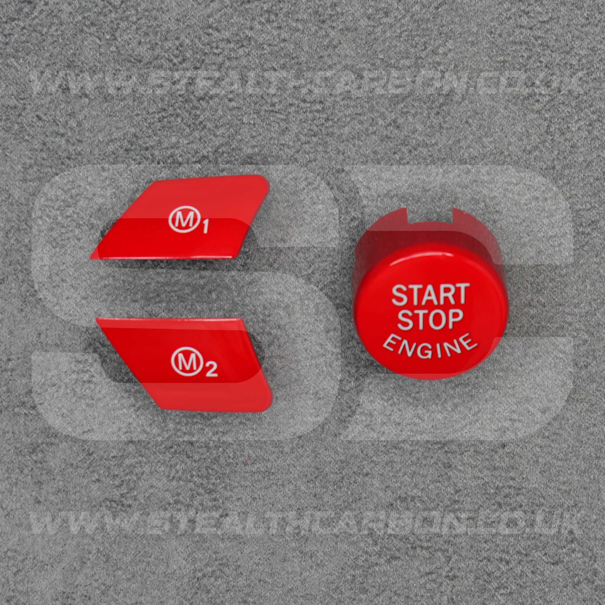 Red M1 M2 & Start Engine Buttons Set for BMW M2 M3 M4 M5 M6 X5M X6M F80 F82 F87
