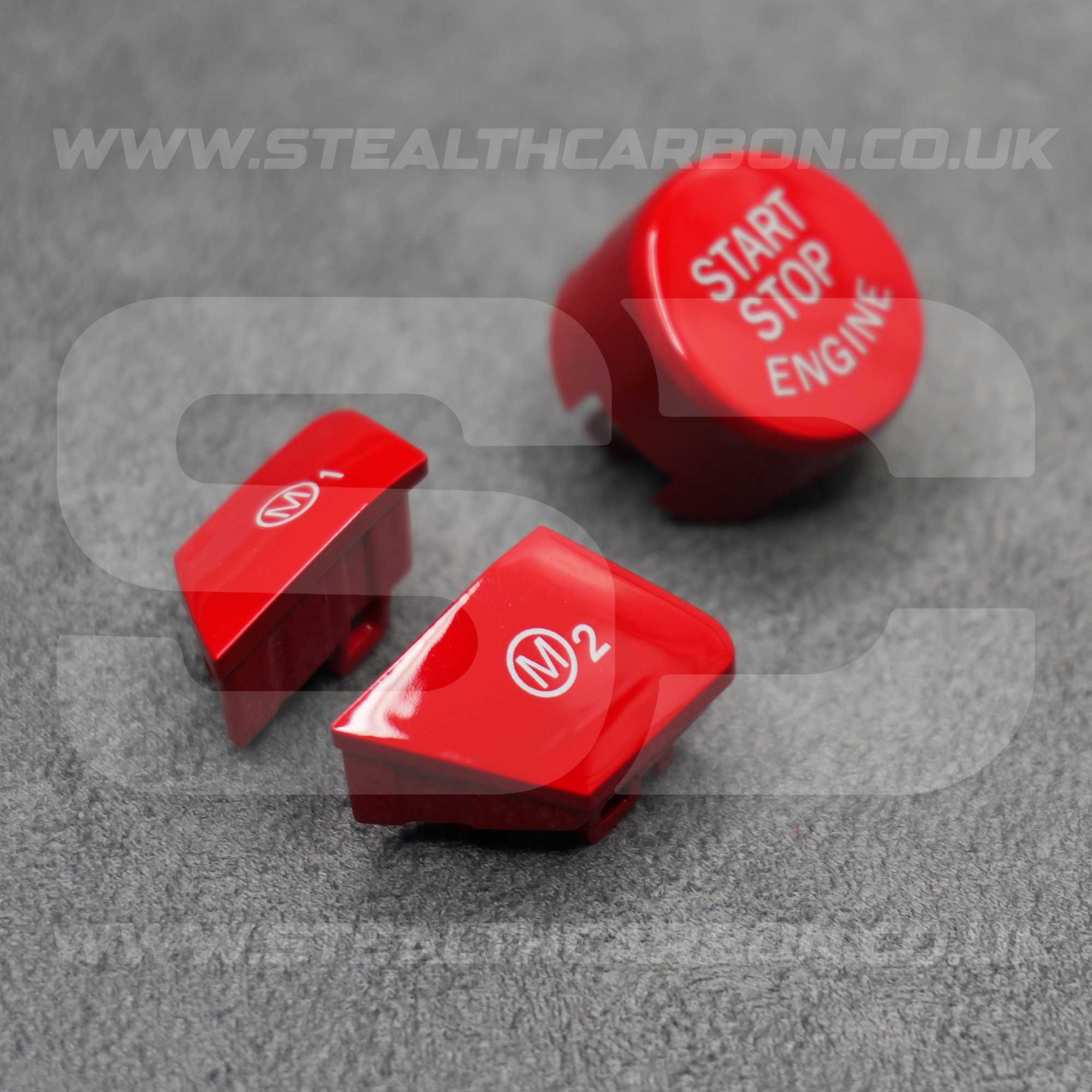Red M1 M2 & Start Engine Buttons Set for BMW M2 M3 M4 M5 M6 X5M X6M F80 F82 F87