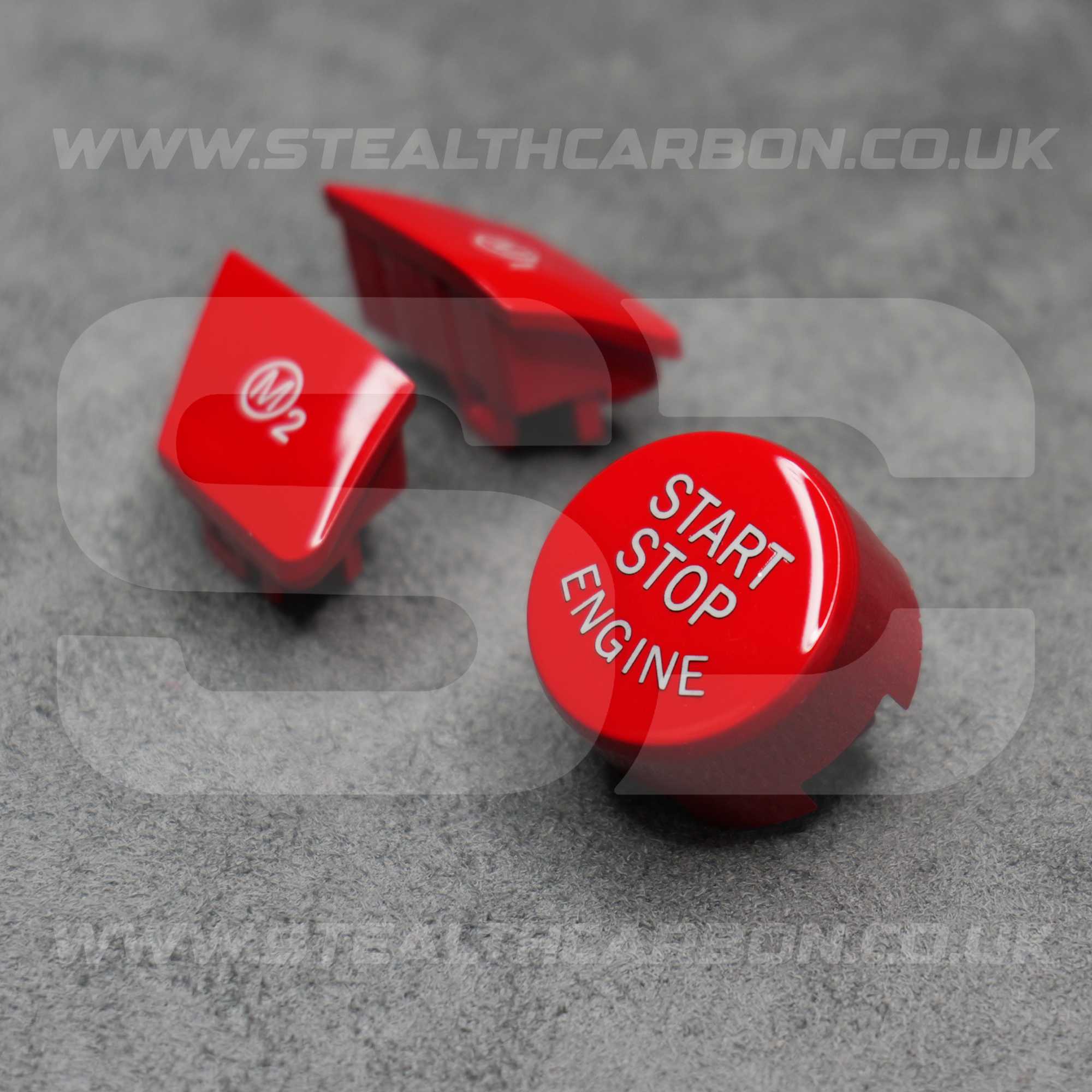 Red M1 M2 & Start Engine Buttons Set for BMW M2 M3 M4 M5 M6 X5M X6M F80 F82 F87