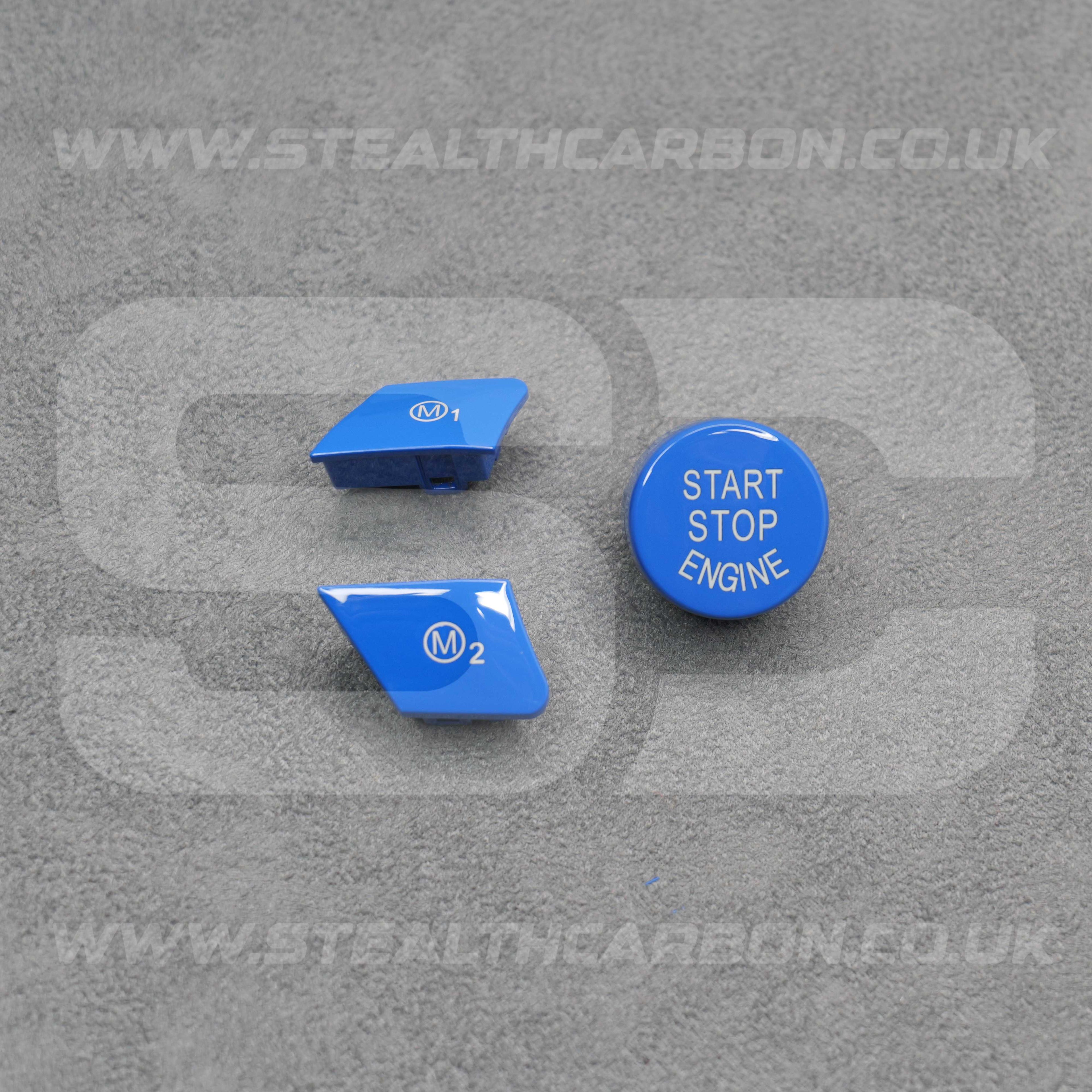 BMW Blue M1 M2 & Start Engine Button Set for M2 M3 M4 F80 F82 F83 F87 M5 M6 F10