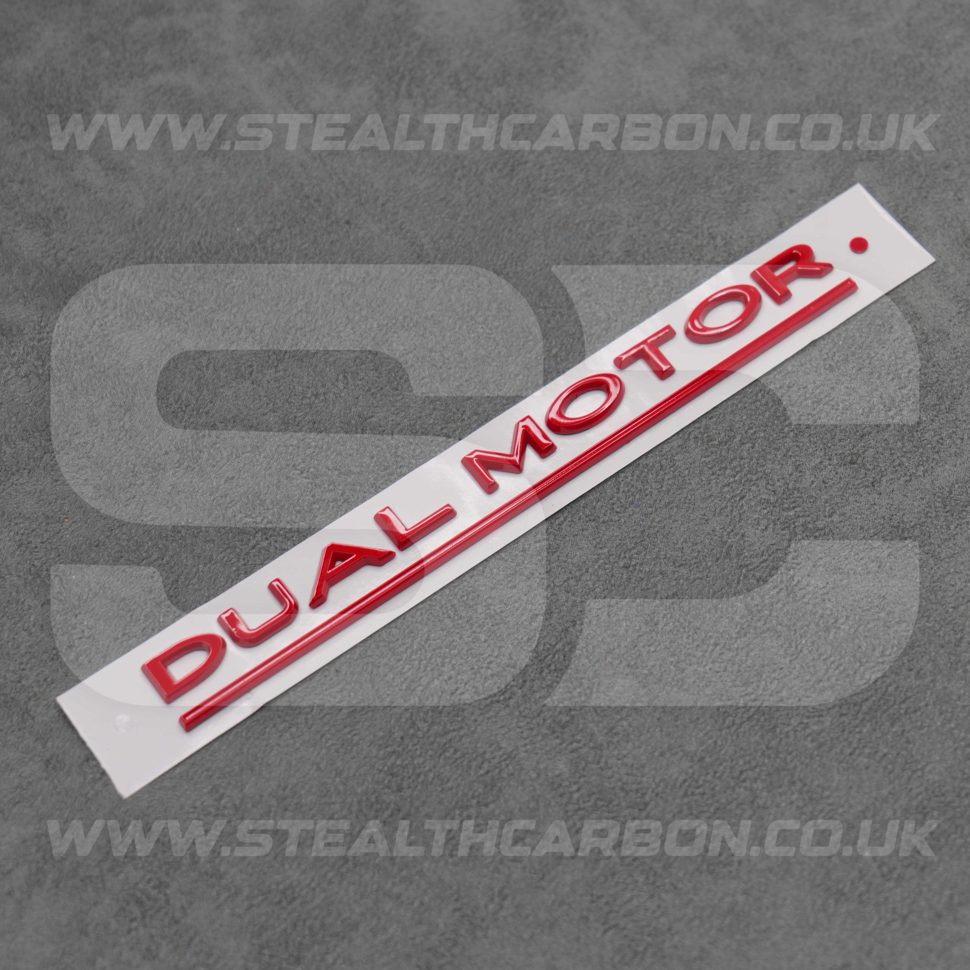 Tesla Gloss Red Dual Motor Rear Boot Badge Letters Model S 3 X Y Performance