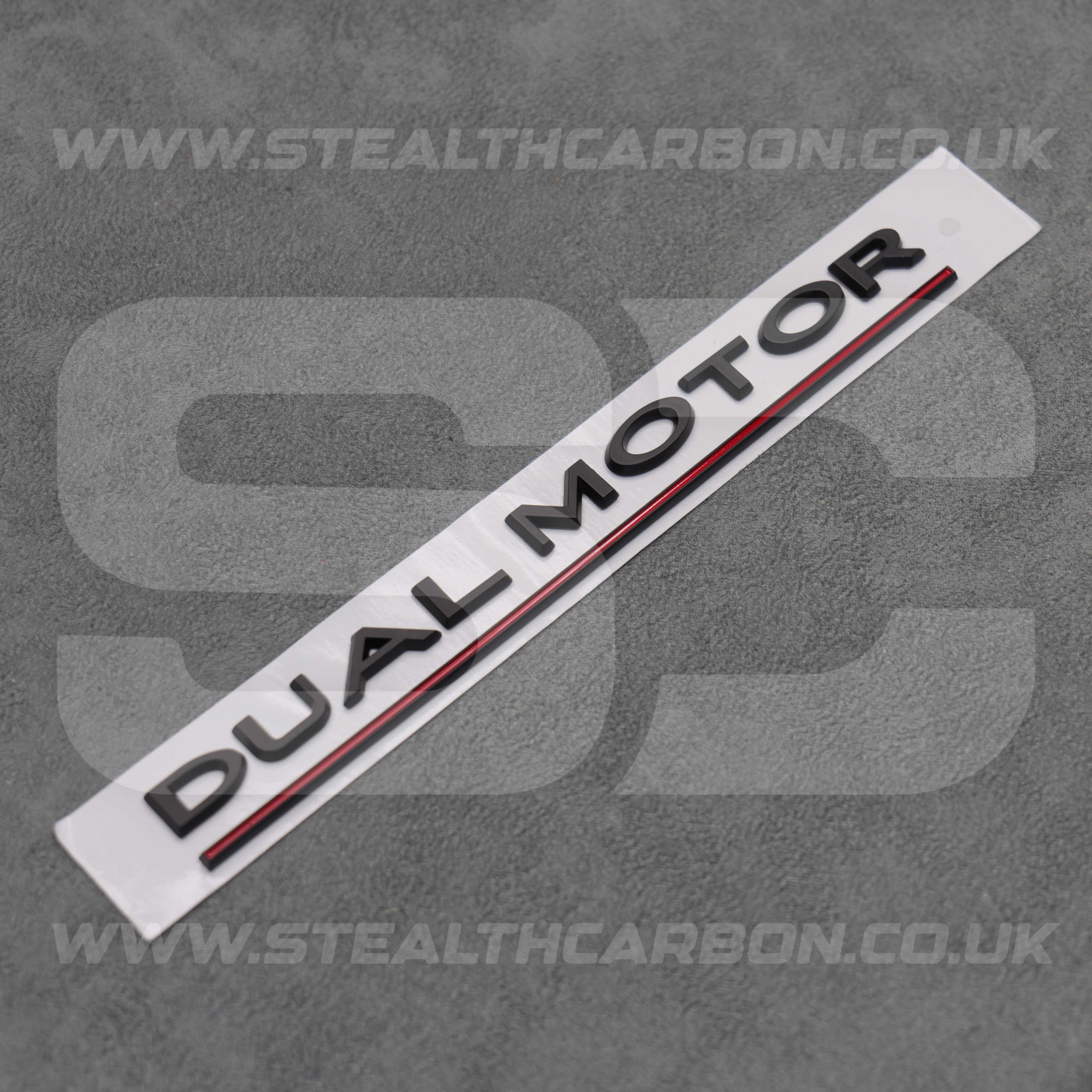 Tesla Matte Black with Red Line Dual Motor Rear Boot Badge Letters Model S 3 X Y