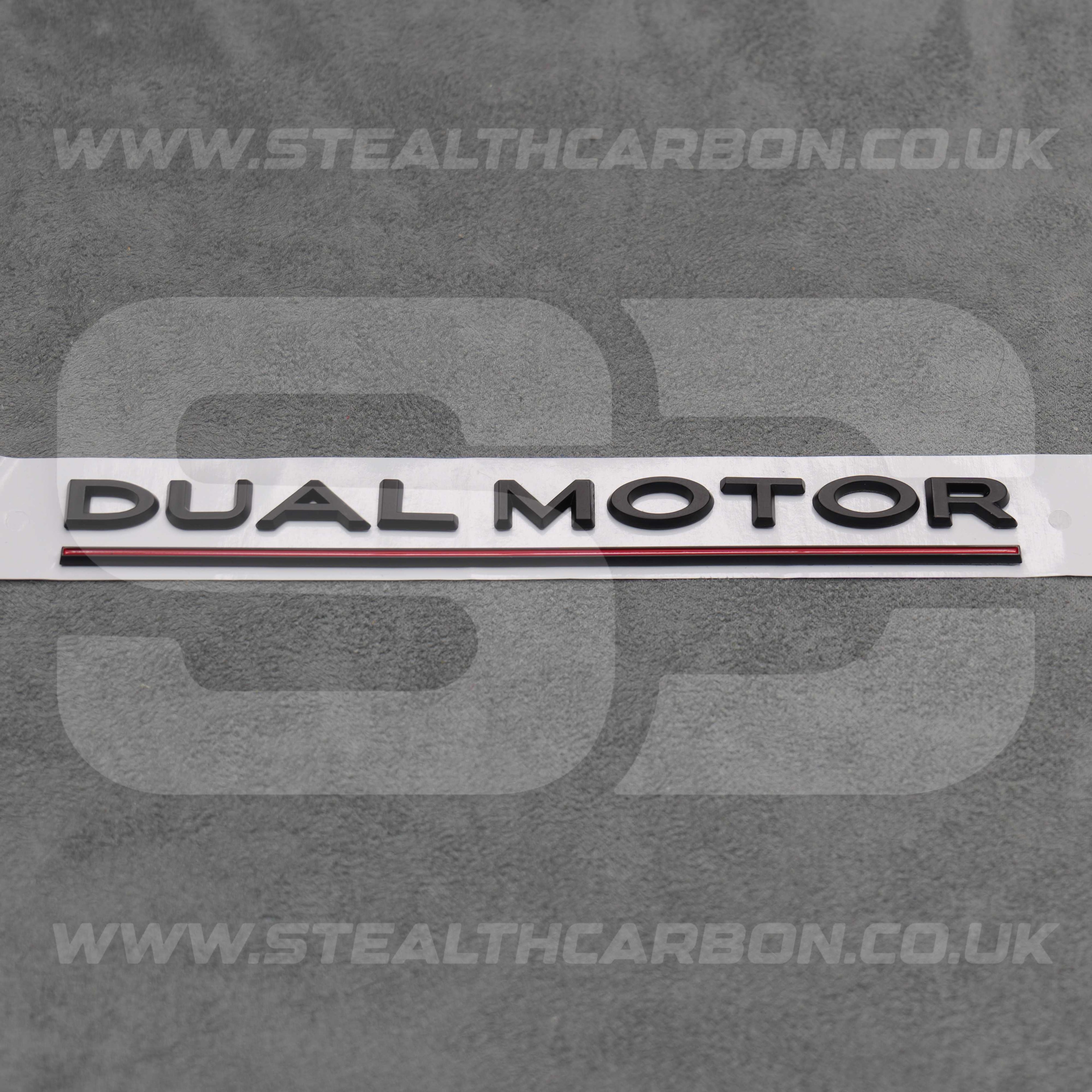 Tesla Matte Black with Red Line Dual Motor Rear Boot Badge Letters Model S 3 X Y