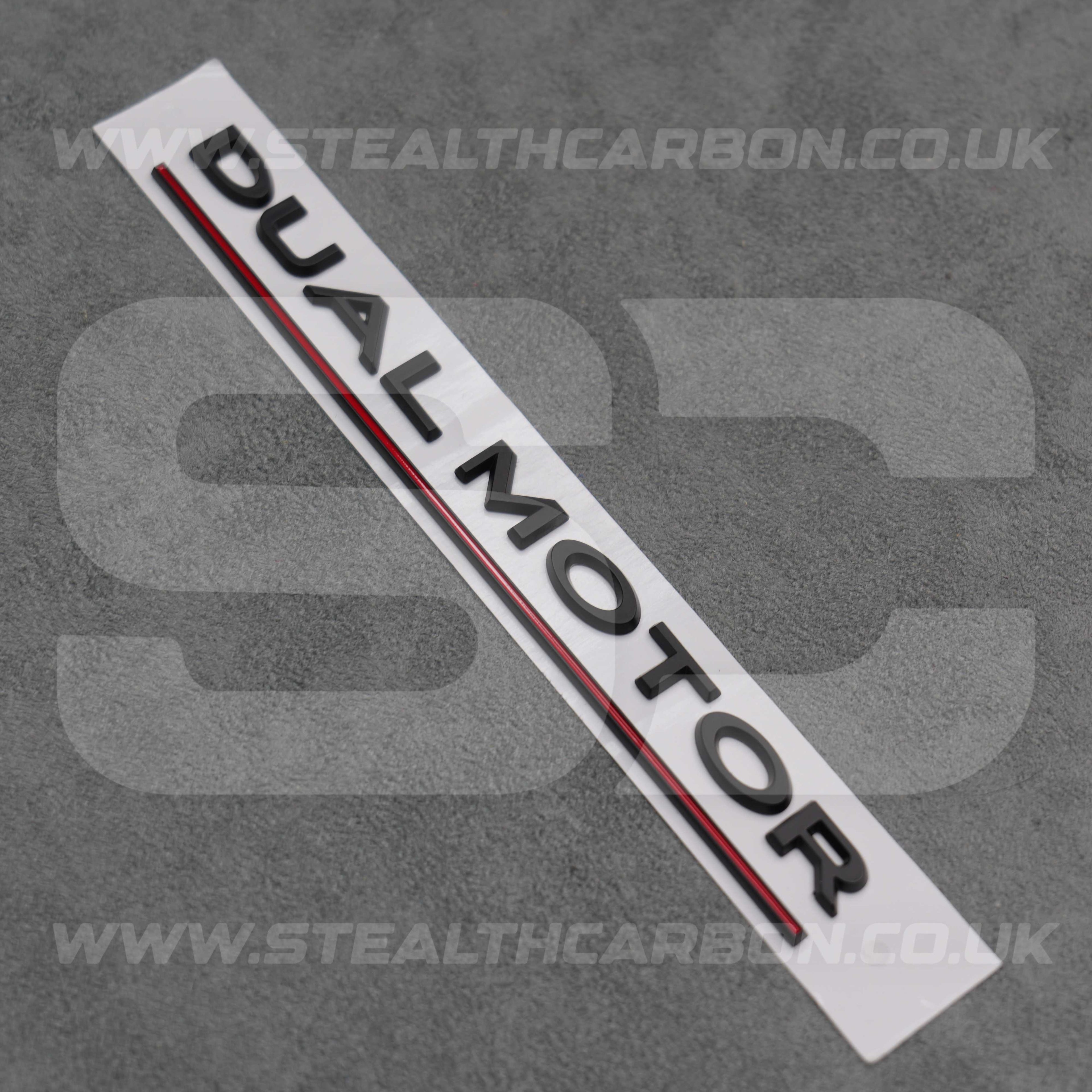 Tesla Matte Black with Red Line Dual Motor Rear Boot Badge Letters Model S 3 X Y