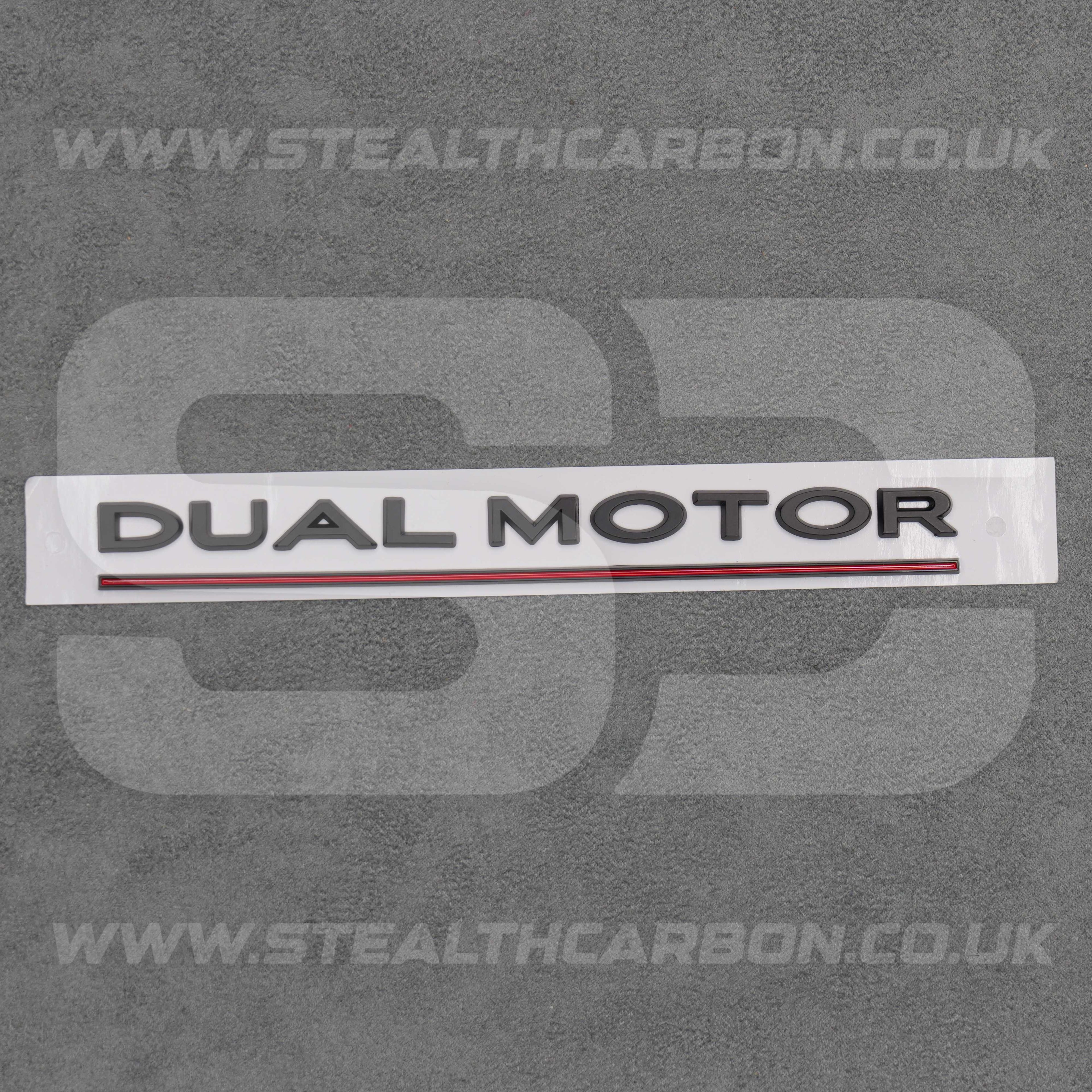 Tesla Matte Black with Red Line Dual Motor Rear Boot Badge Letters Model S 3 X Y