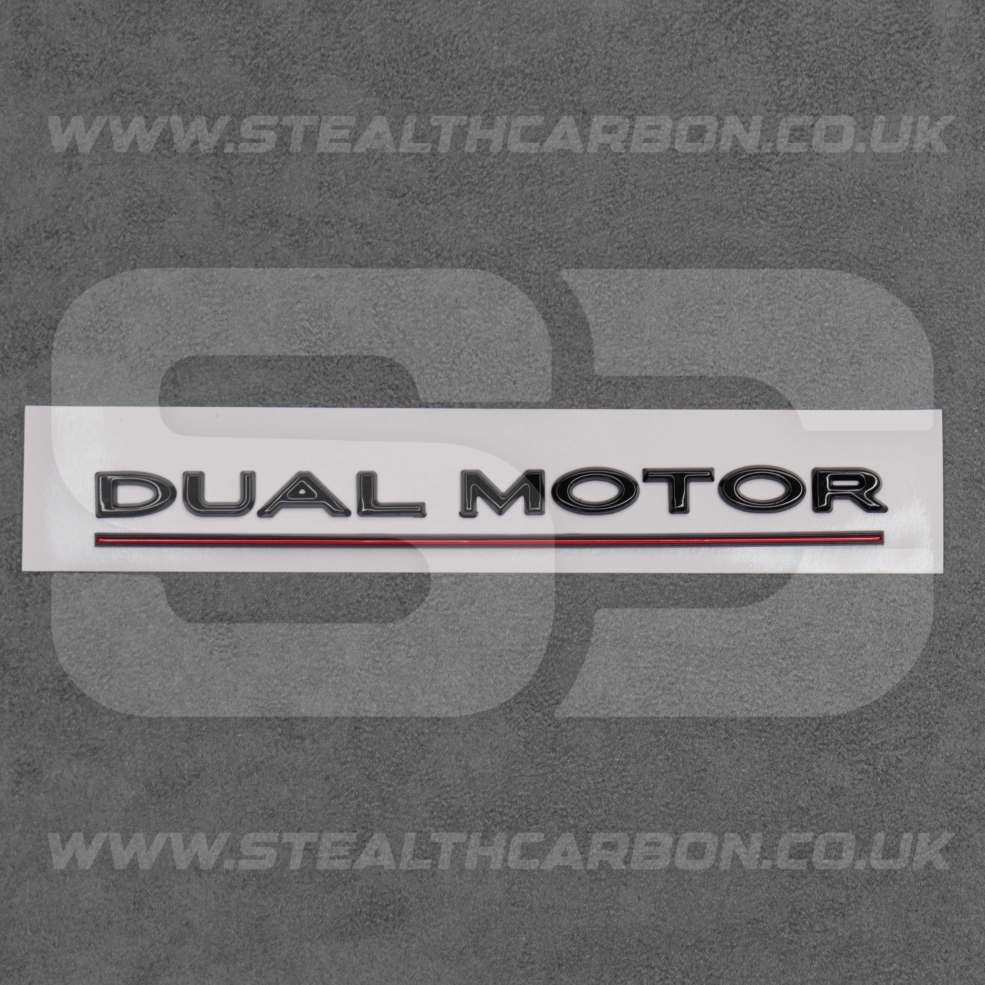 Tesla Gloss Black with Red Line Dual Motor Rear Boot Badge Letters Model S 3 X Y