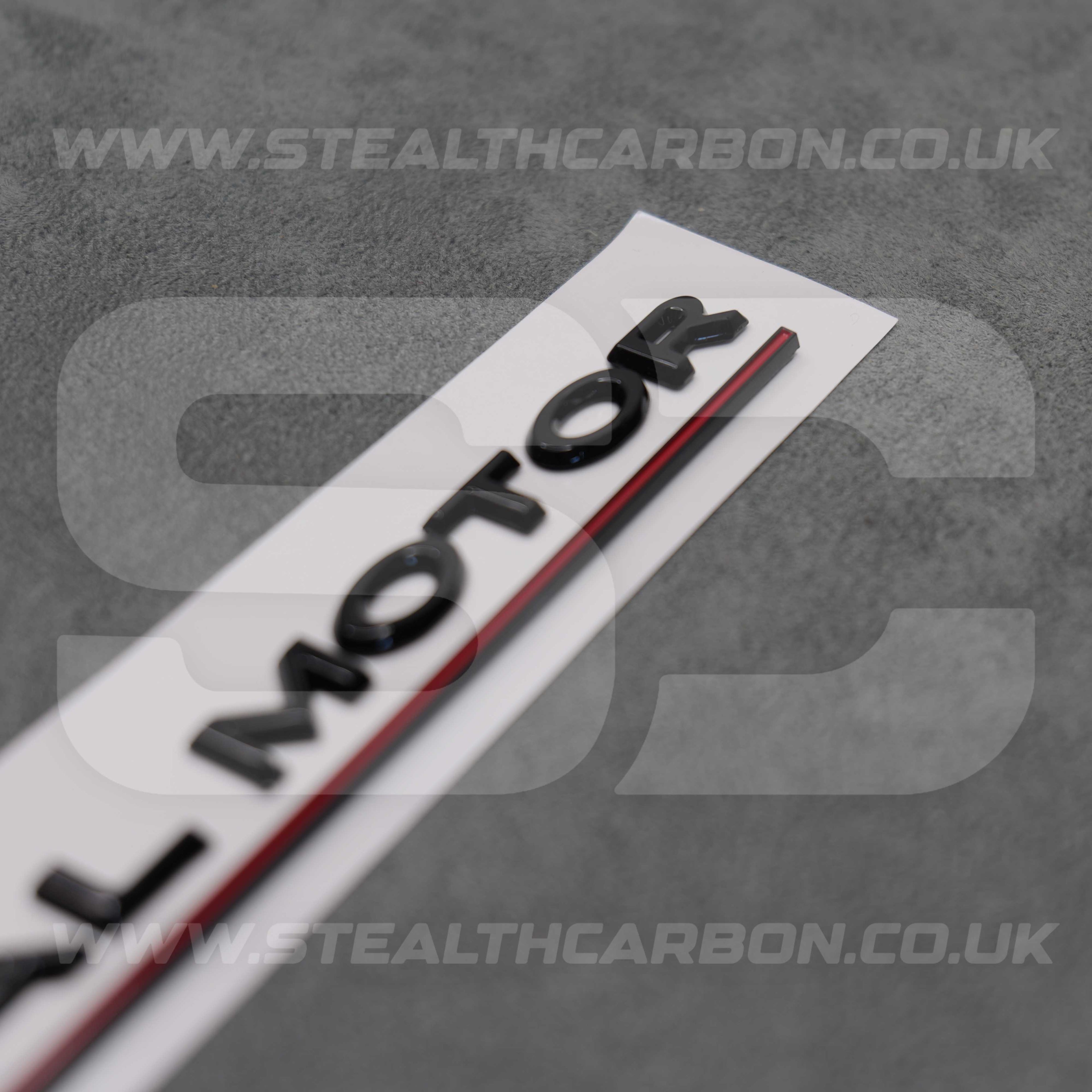 Tesla Gloss Black with Red Line Dual Motor Rear Boot Badge Letters Model S 3 X Y