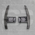 Carbon Fibre / White Gear Paddle Shifters BMW F80 M3 F82 F83 M4 F87 M2 F30