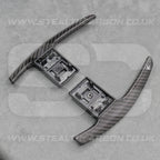 Carbon Fibre / White Gear Paddle Shifters BMW F80 M3 F82 F83 M4 F87 M2 F30