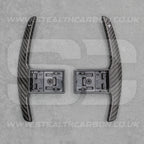 Carbon Fibre / White Gear Paddle Shifters BMW F80 M3 F82 F83 M4 F87 M2 F30