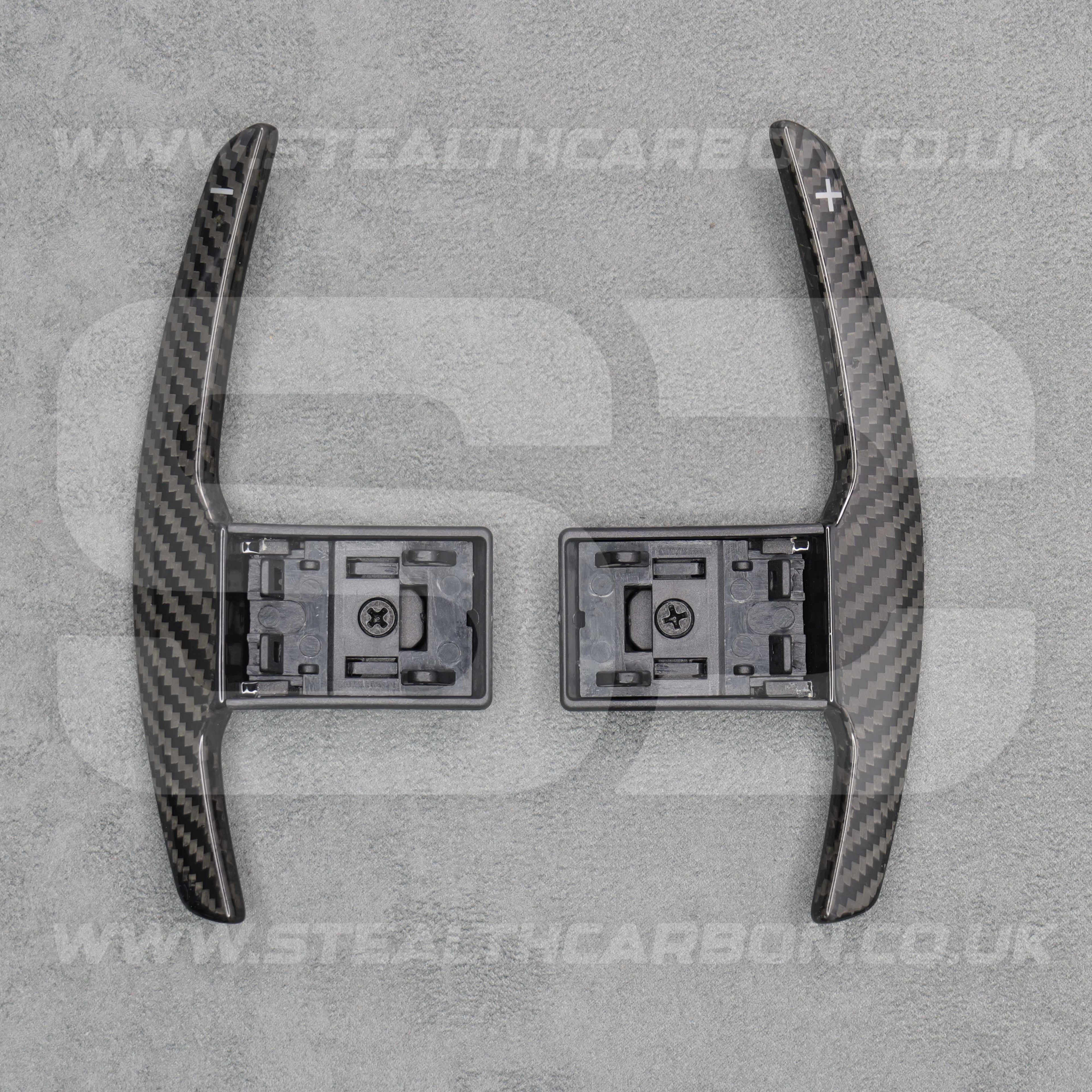 Carbon Fibre / White Gear Paddle Shifters BMW F80 M3 F82 F83 M4 F87 M2 F30