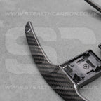 Carbon Fibre / White Gear Paddle Shifters BMW F80 M3 F82 F83 M4 F87 M2 F30